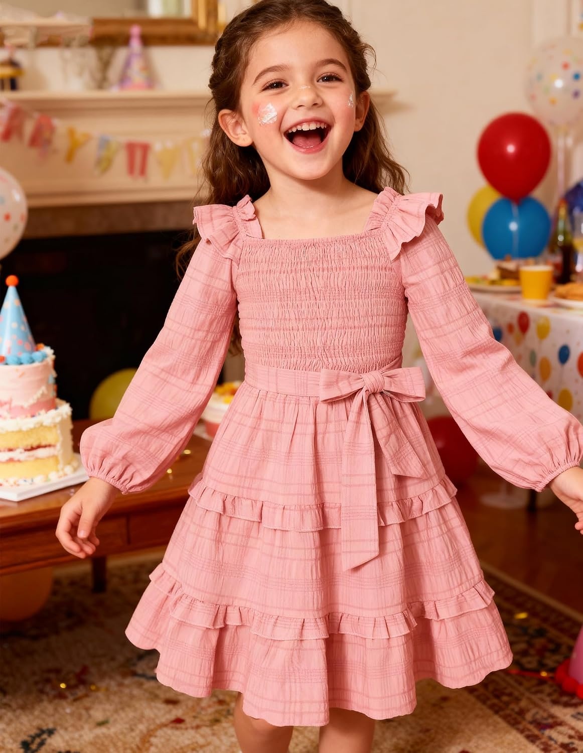 image:imageGRACE KARIN Girls Fall Long Sleeves Casual Christmas Party Festive DressesPink