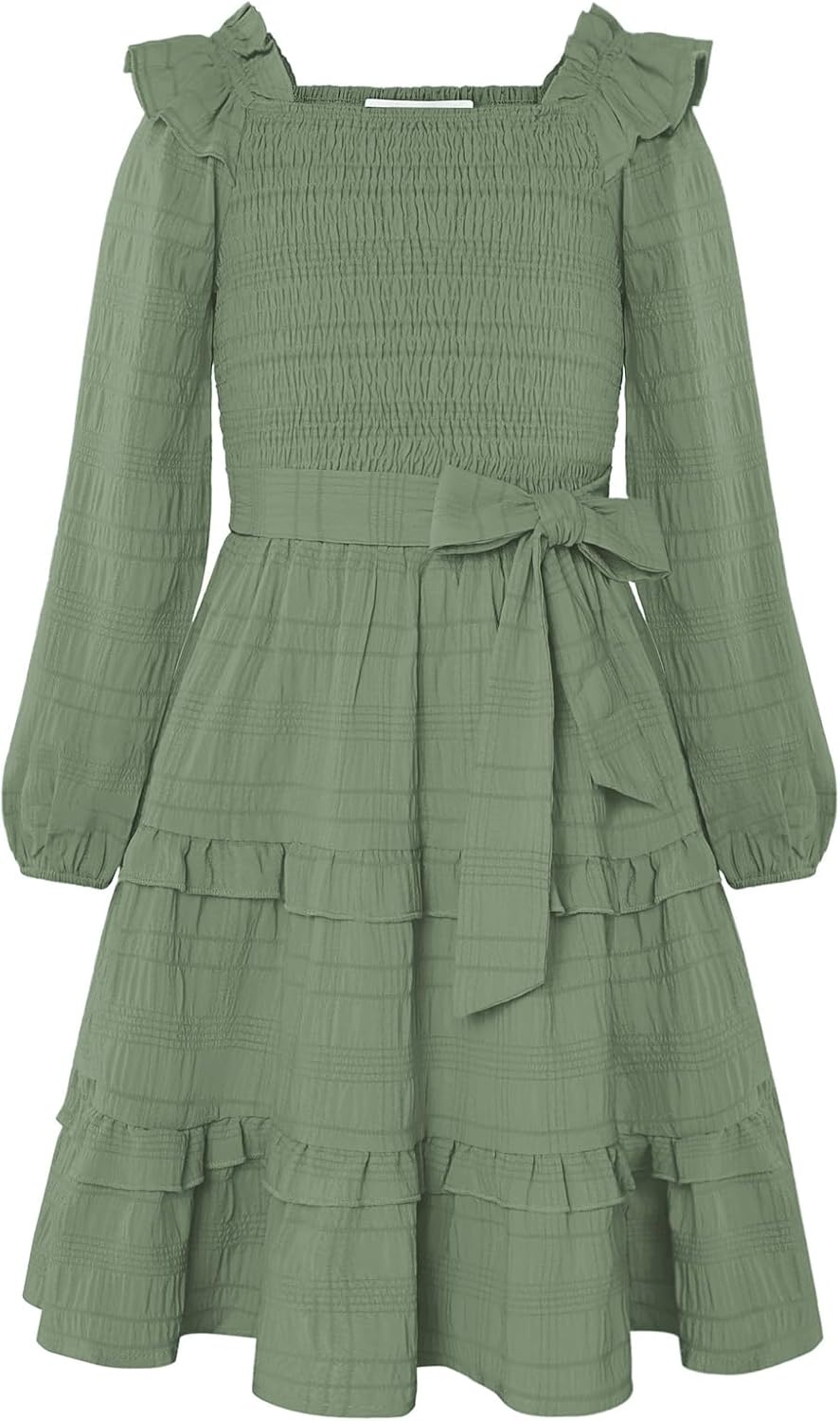 image:imageGRACE KARIN Girls Fall Long Sleeves Casual Christmas Party Festive DressesSage Green