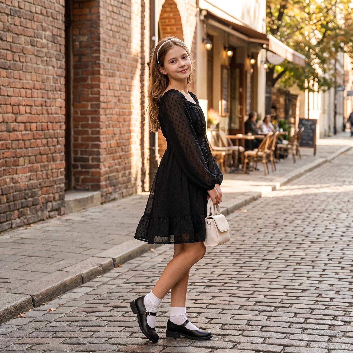 image:imageGRACE KARIN Girls Fall Winter Dress Long Sleeve Casual Party Outfit 614Black
