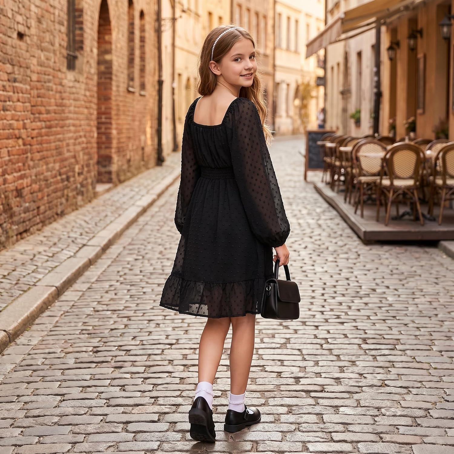 image:imageGRACE KARIN Girls Fall Winter Dress Long Sleeve Casual Party Outfit 614Black