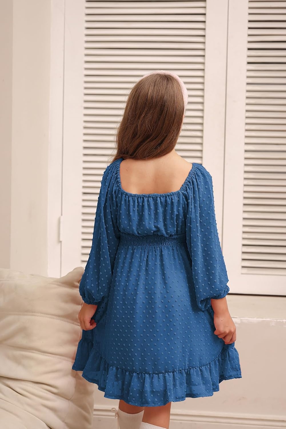 image:imageGRACE KARIN Girls Fall Winter Dress Long Sleeve Casual Party Outfit 614Deep Blue
