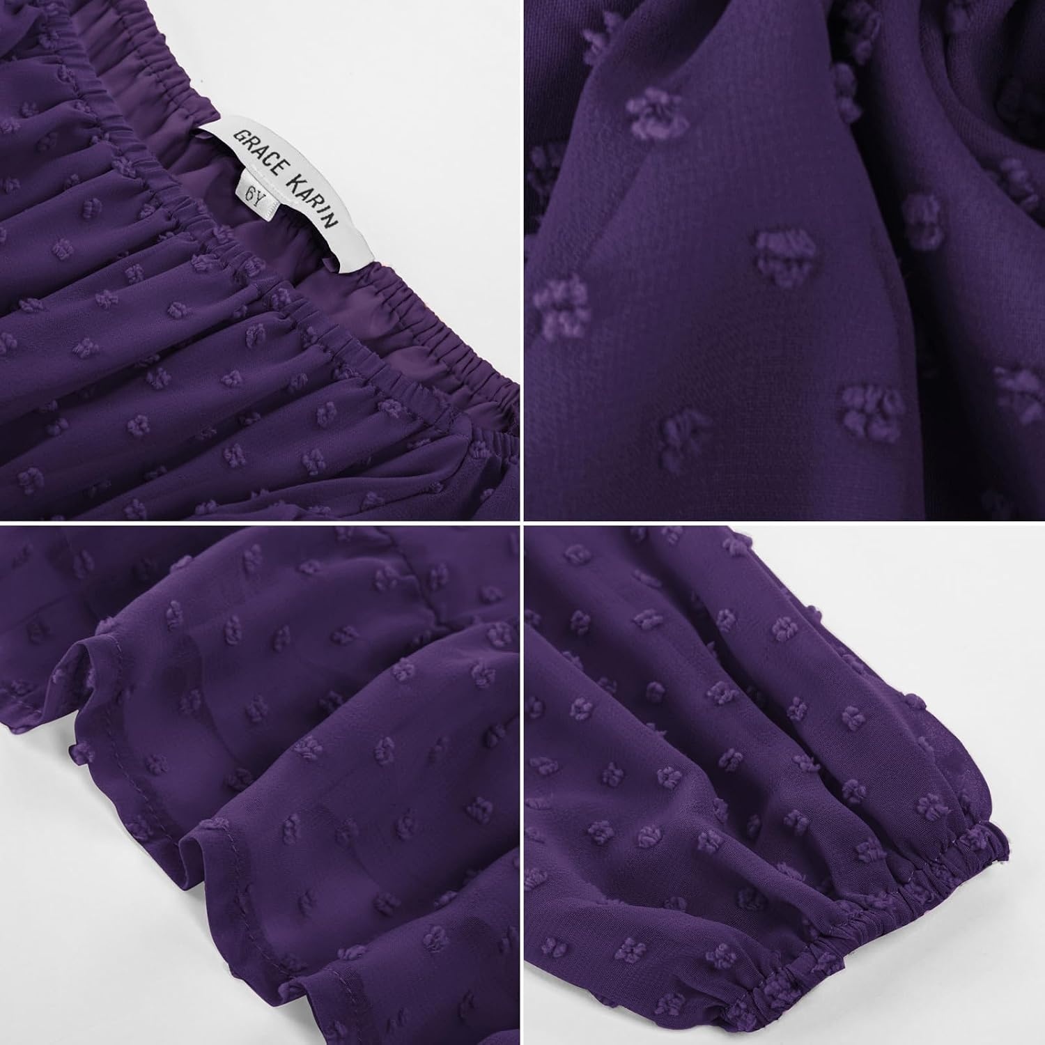 image:imageGRACE KARIN Girls Fall Winter Dress Long Sleeve Casual Party Outfit 614Deep Purple