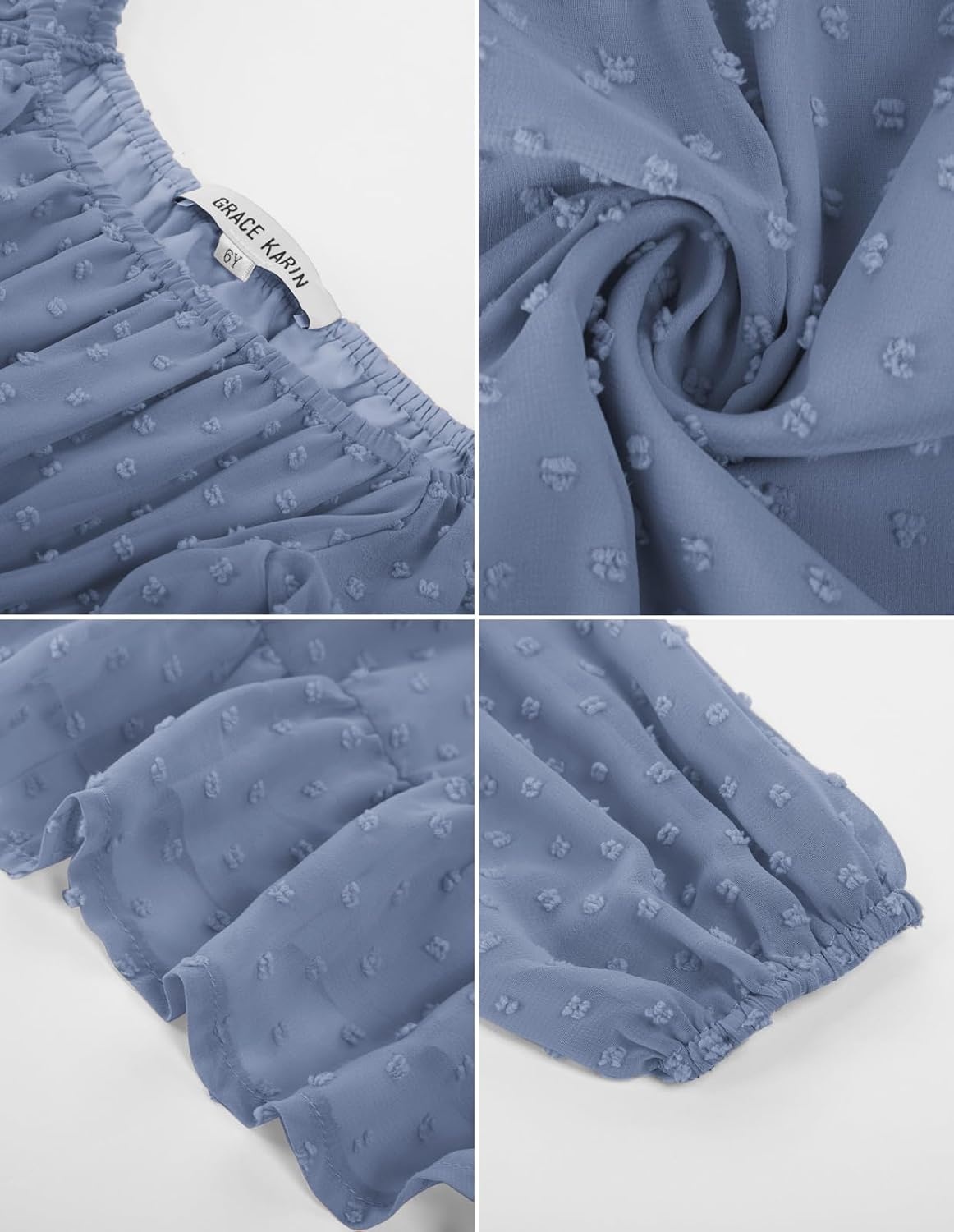 image:imageGRACE KARIN Girls Fall Winter Dress Long Sleeve Casual Party Outfit 614Gray Blue