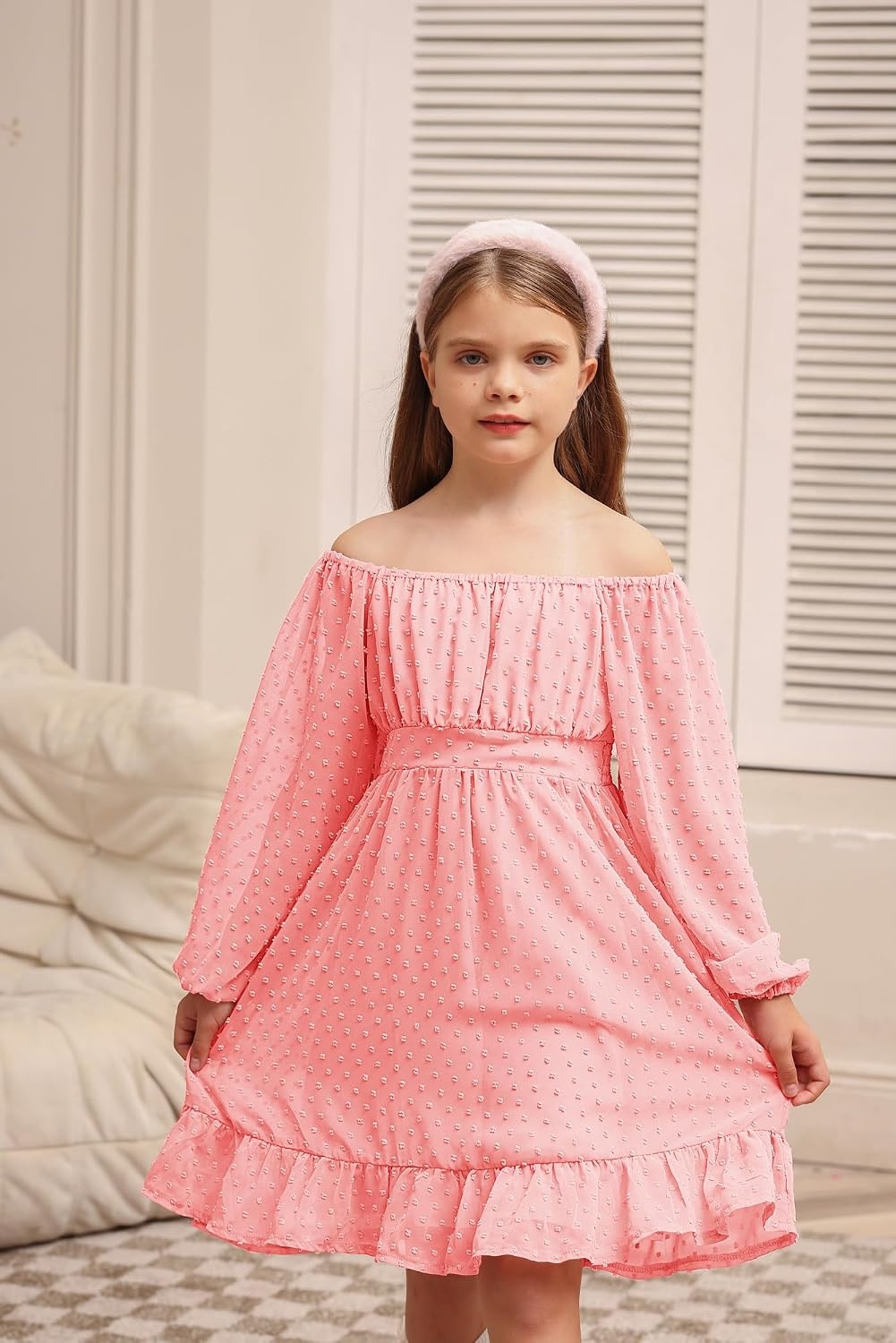 image:imageGRACE KARIN Girls Fall Winter Dress Long Sleeve Casual Party Outfit 614Light Pink