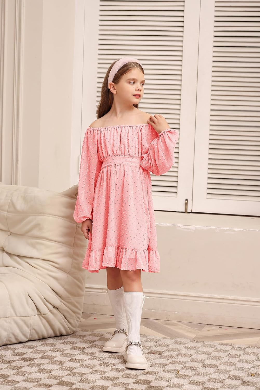 image:imageGRACE KARIN Girls Fall Winter Dress Long Sleeve Casual Party Outfit 614Light Pink