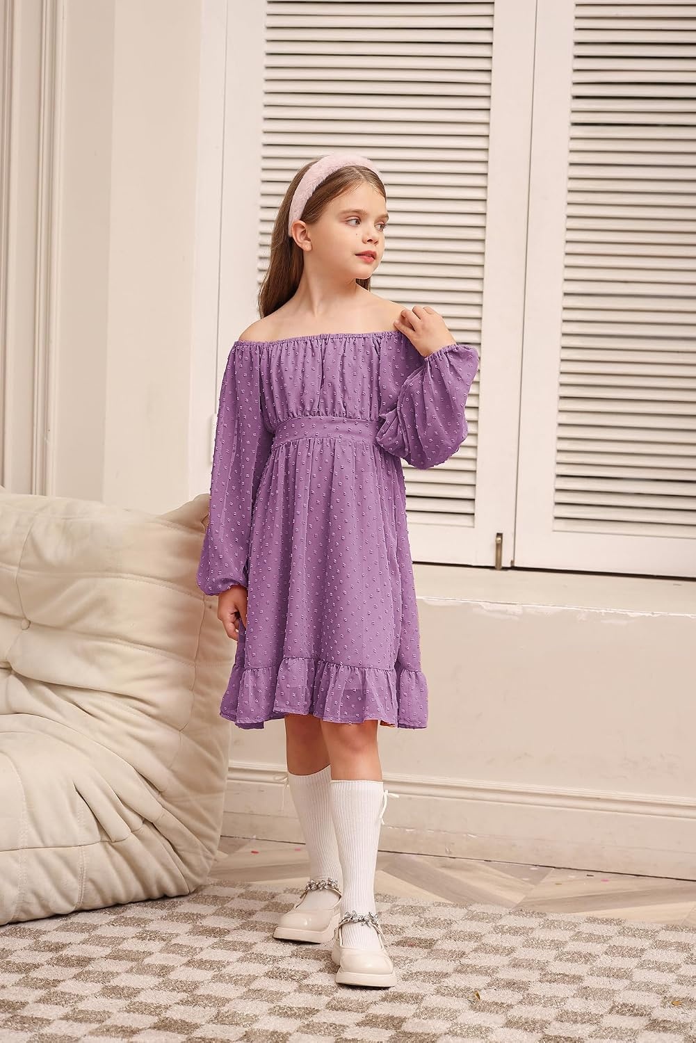 image:imageGRACE KARIN Girls Fall Winter Dress Long Sleeve Casual Party Outfit 614Plum