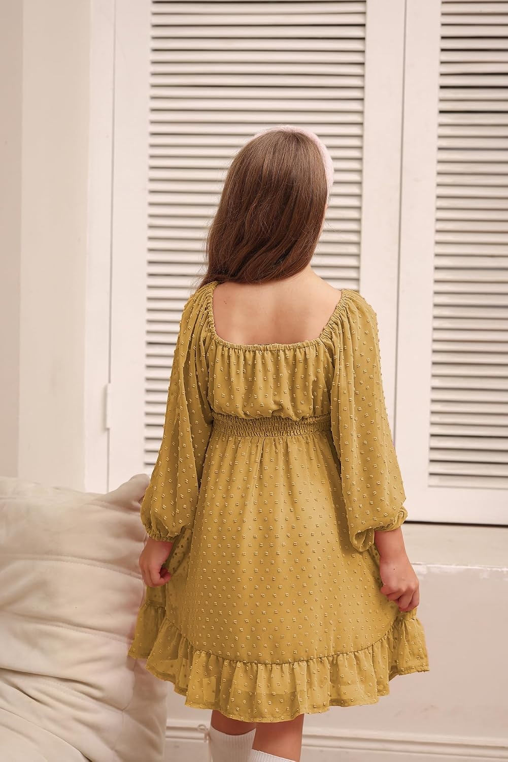 image:imageGRACE KARIN Girls Fall Winter Dress Long Sleeve Casual Party Outfit 614Yellow