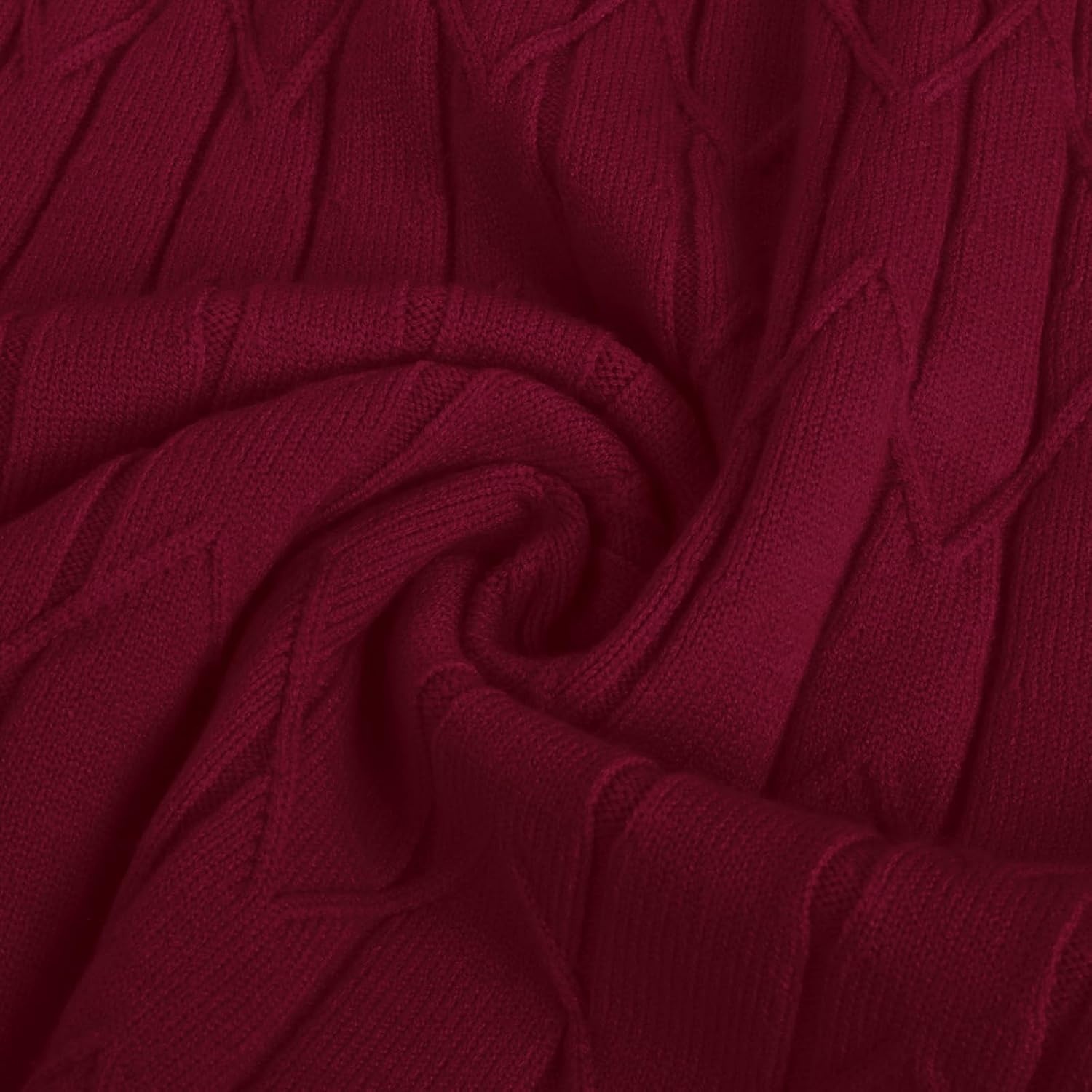 image:imageGRACE KARIN Girls Fall Winter Sweater Long Sleeve Cable Knit Dresses 614YWine Red
