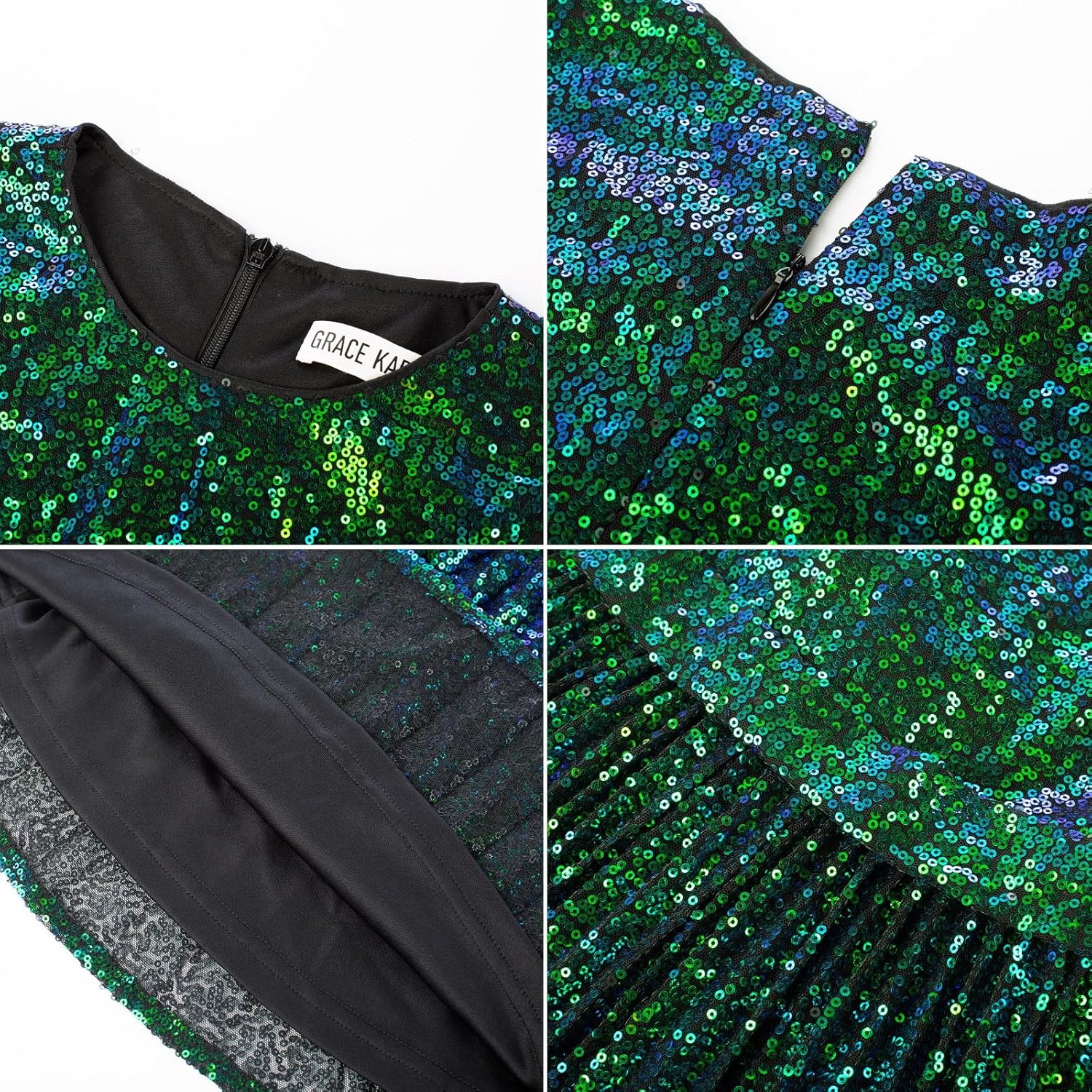 image:imageGRACE KARIN Girls Fancy Sparkly Sequin Formal Party Dance Dress 614Blackgreen