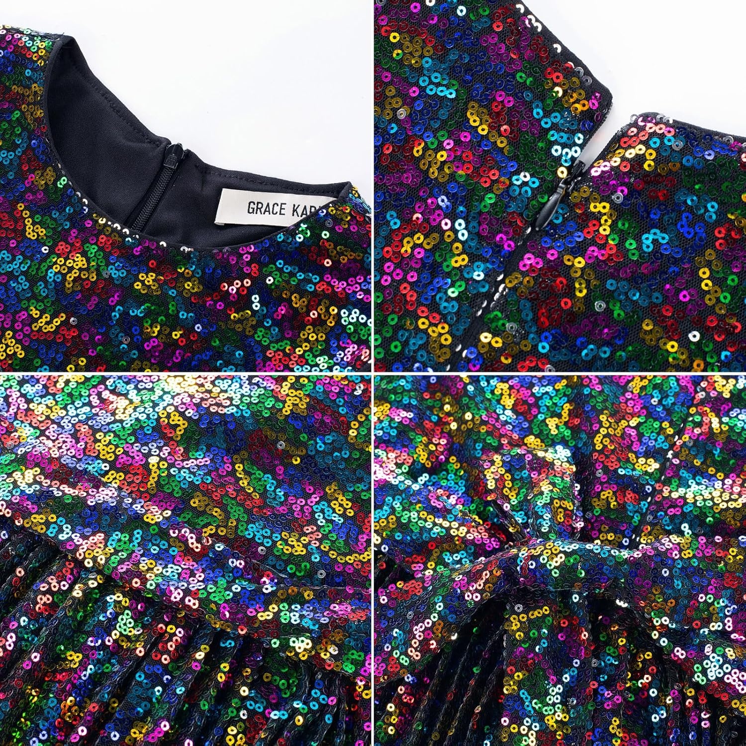 image:imageGRACE KARIN Girls Fancy Sparkly Sequin Formal Party Dance Dress 614Colorful Black