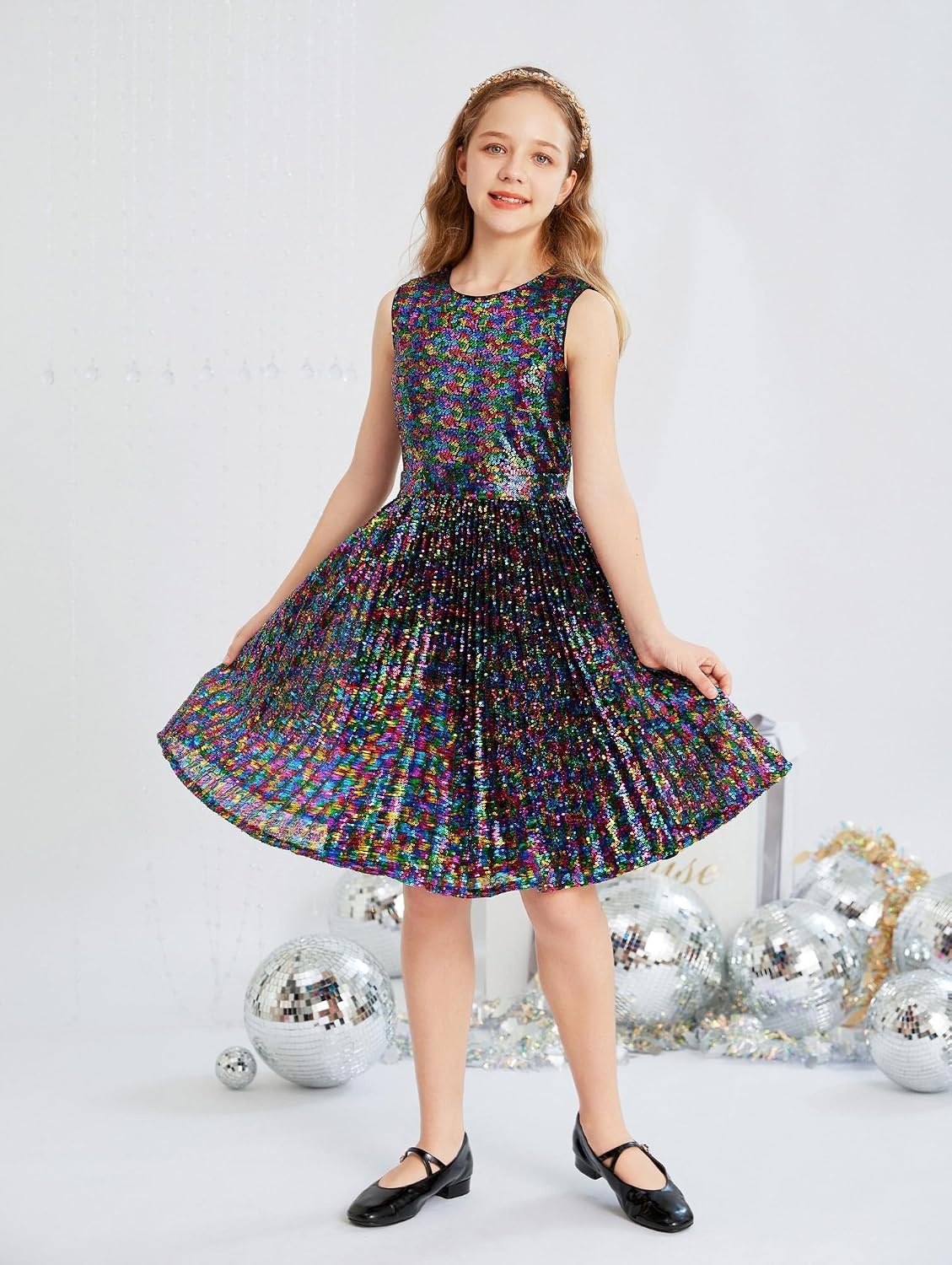 image:imageGRACE KARIN Girls Fancy Sparkly Sequin Formal Party Dance Dress 614Colorful Black