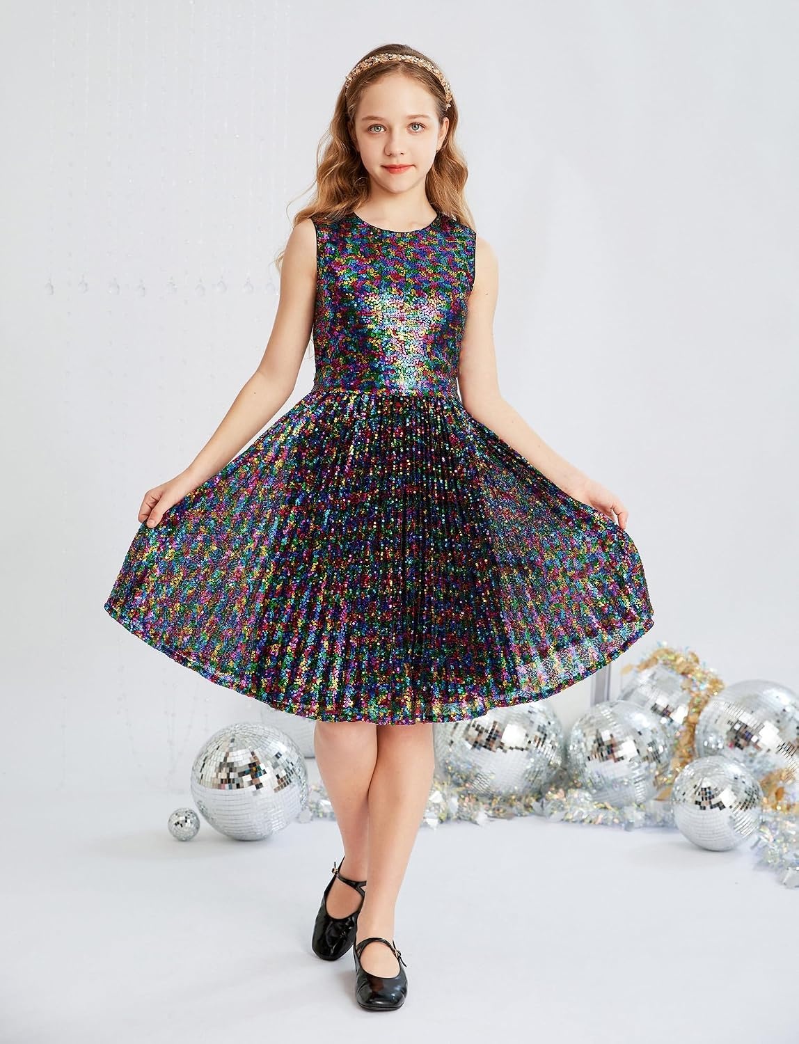 image:imageGRACE KARIN Girls Fancy Sparkly Sequin Formal Party Dance Dress 614Colorful Black