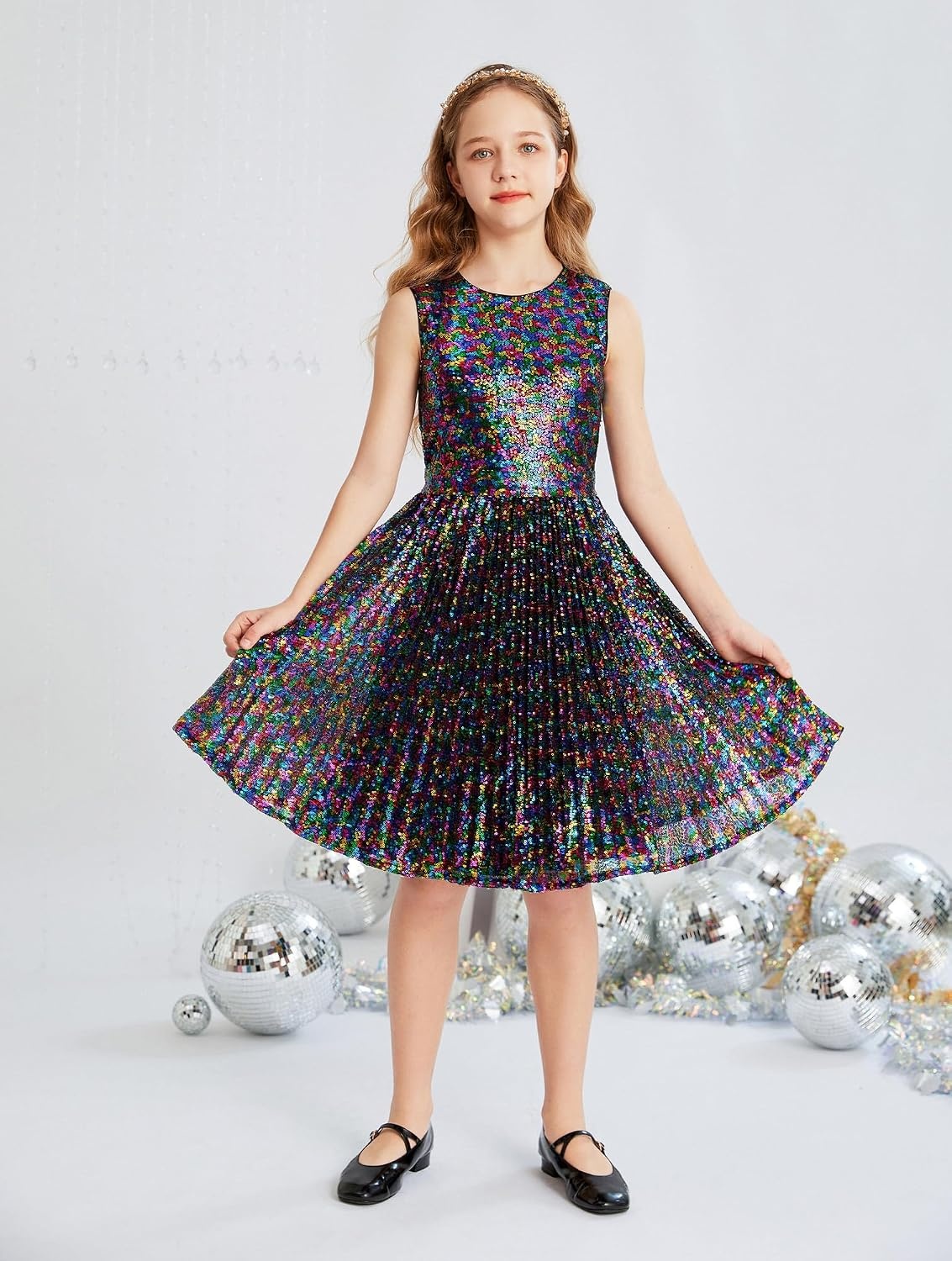 image:imageGRACE KARIN Girls Fancy Sparkly Sequin Formal Party Dance Dress 614Colorful Black