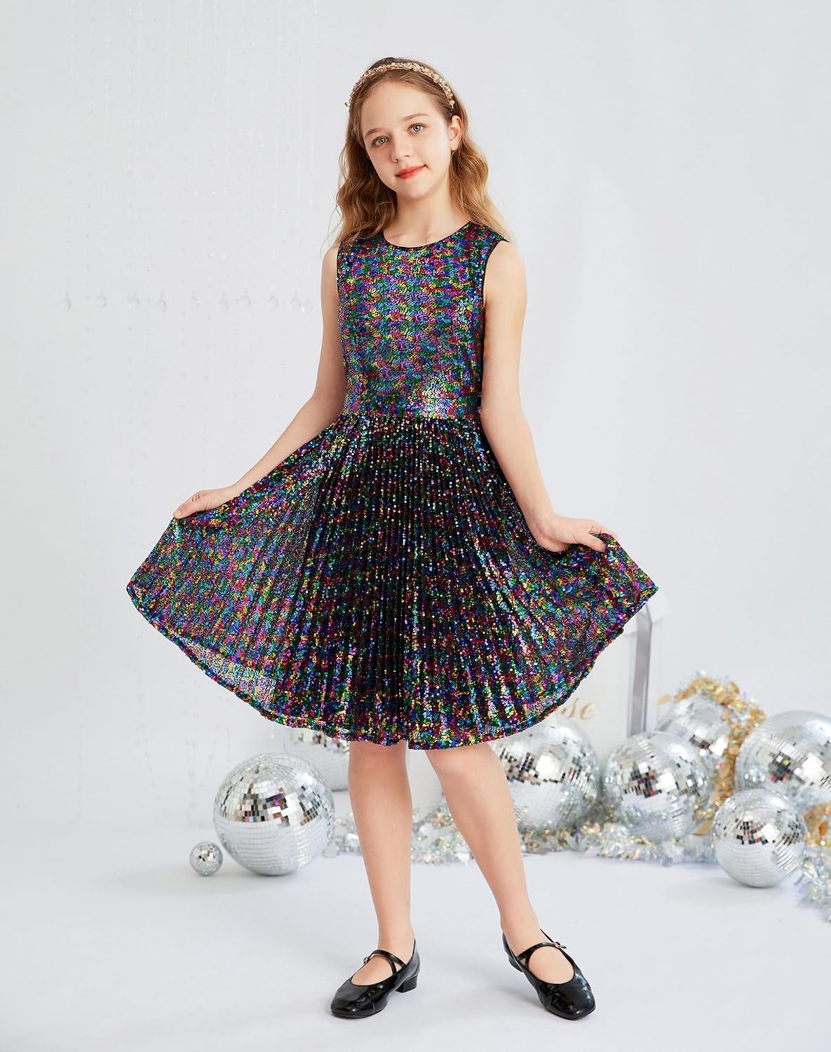 image:imageGRACE KARIN Girls Fancy Sparkly Sequin Formal Party Dance Dress 614Colorful Black