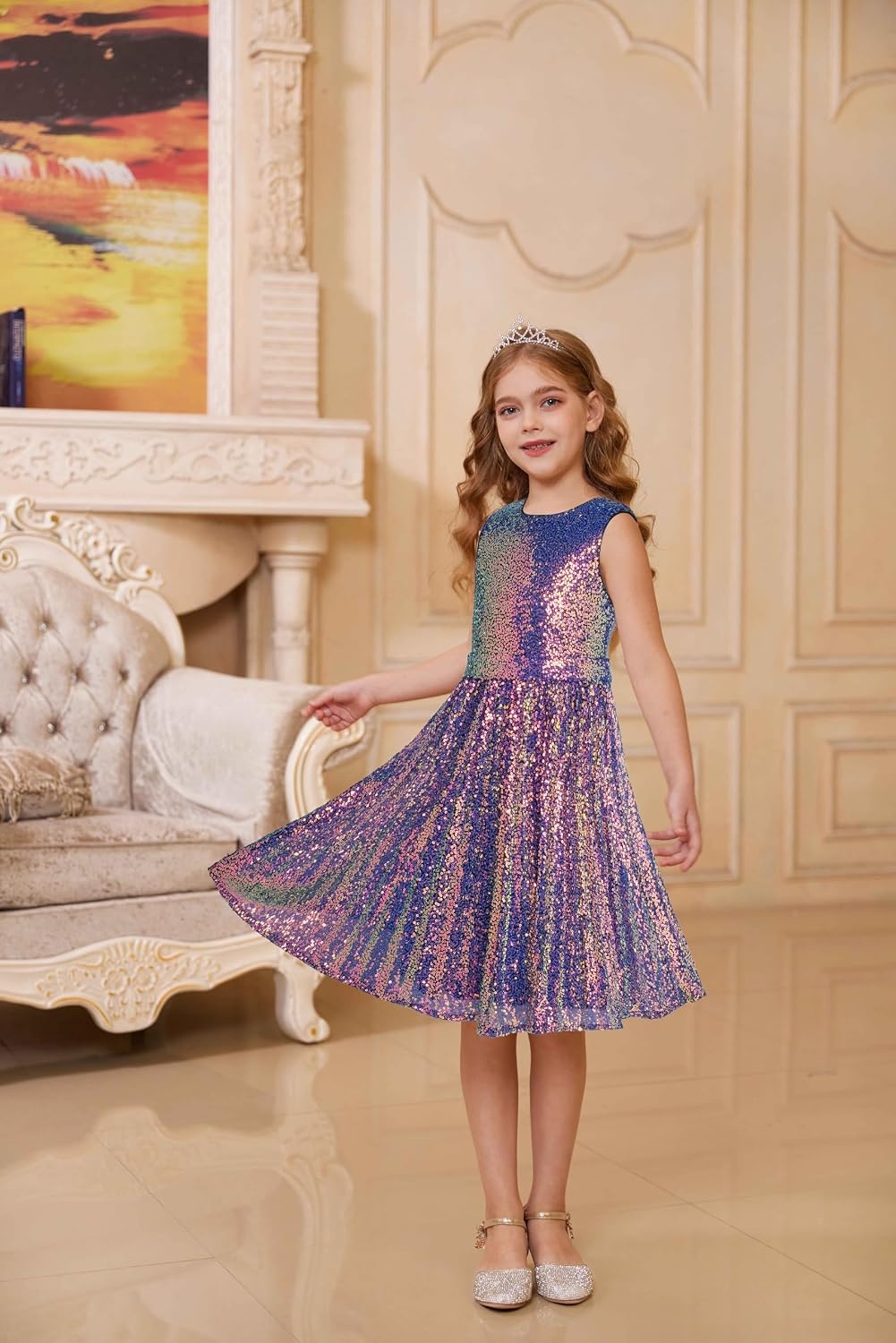 image:imageGRACE KARIN Girls Fancy Sparkly Sequin Formal Party Dance Dress 614Colorfulpurple