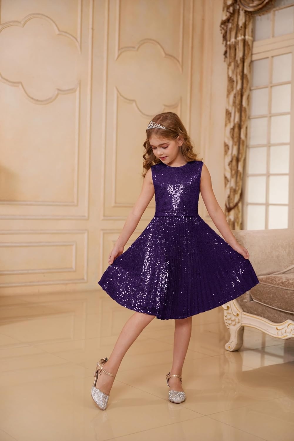 image:imageGRACE KARIN Girls Fancy Sparkly Sequin Formal Party Dance Dress 614Deep Purple