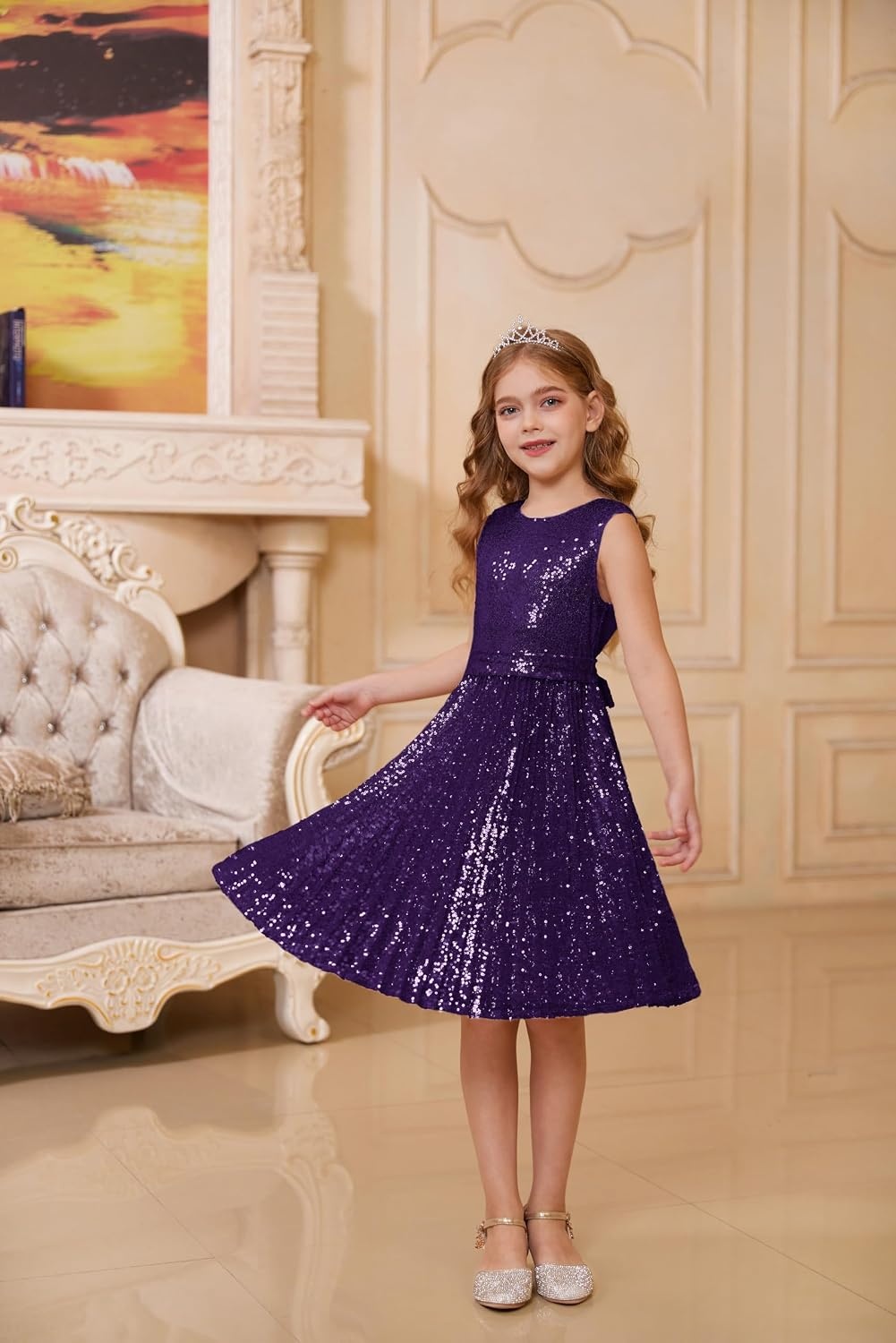 image:imageGRACE KARIN Girls Fancy Sparkly Sequin Formal Party Dance Dress 614Deep Purple