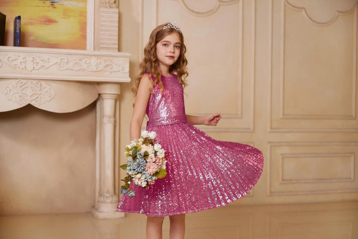image:imageGRACE KARIN Girls Fancy Sparkly Sequin Formal Party Dance Dress 614Hot Pink