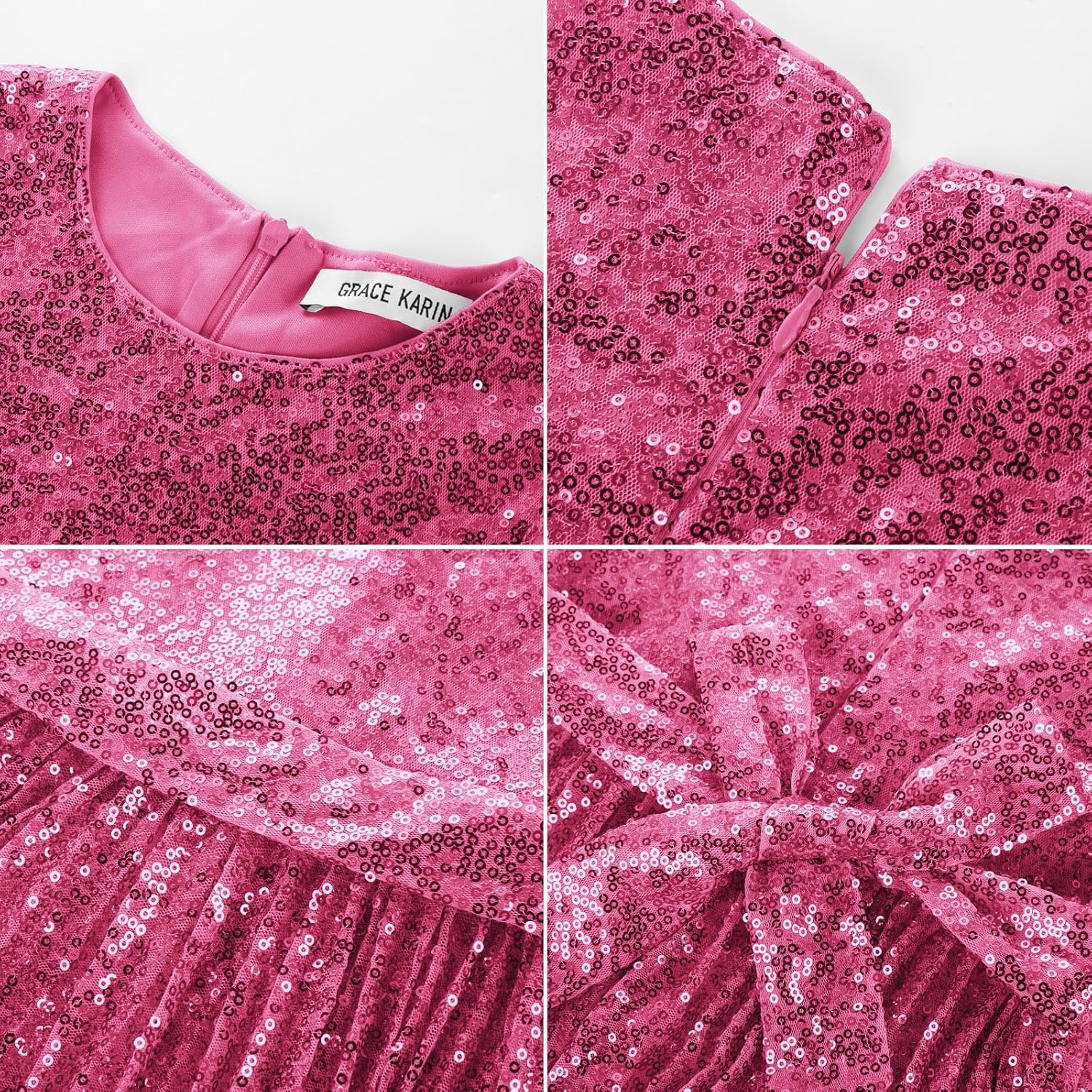 image:imageGRACE KARIN Girls Fancy Sparkly Sequin Formal Party Dance Dress 614Hot Pink