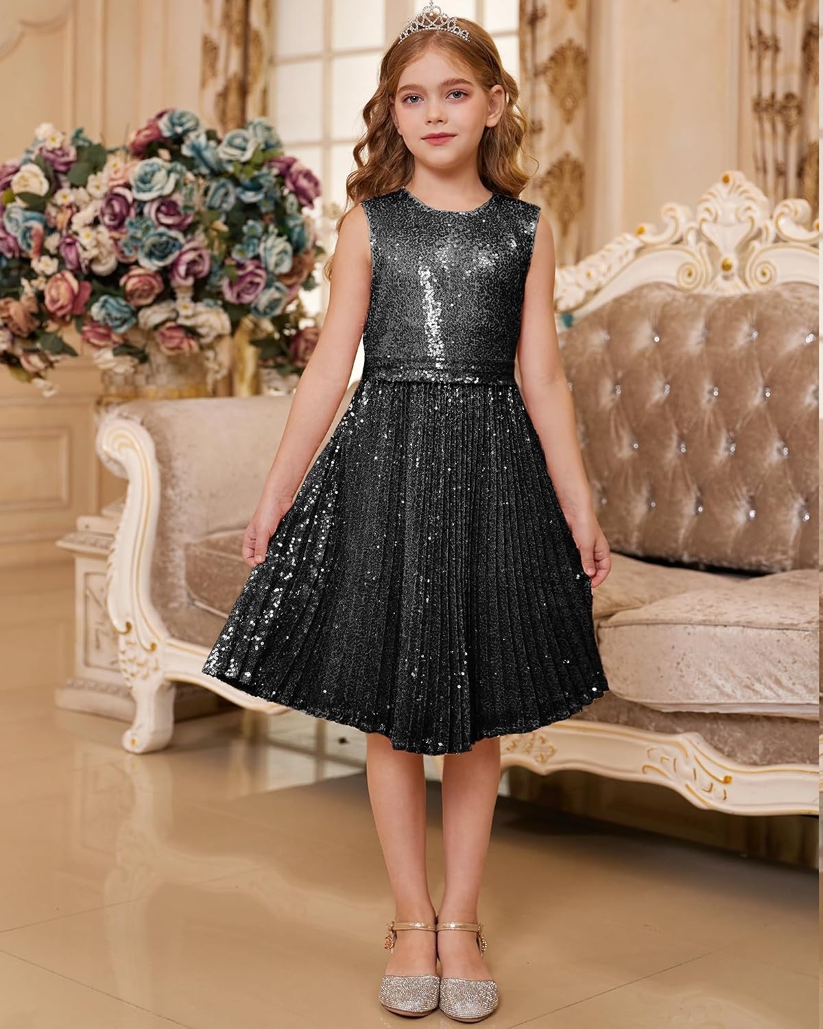 image:imageGRACE KARIN Girls Fancy Sparkly Sequin Formal Party Dance Dress 614Normal Black