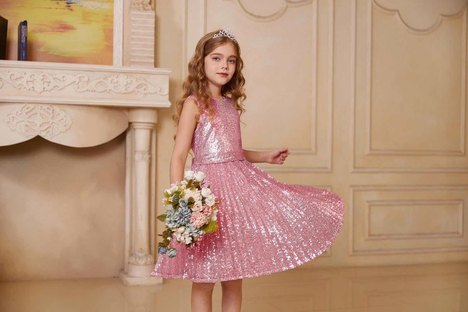 image:imageGRACE KARIN Girls Fancy Sparkly Sequin Formal Party Dance Dress 614Pink