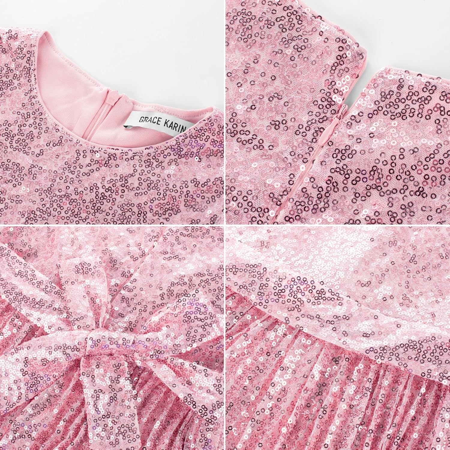 image:imageGRACE KARIN Girls Fancy Sparkly Sequin Formal Party Dance Dress 614Pink