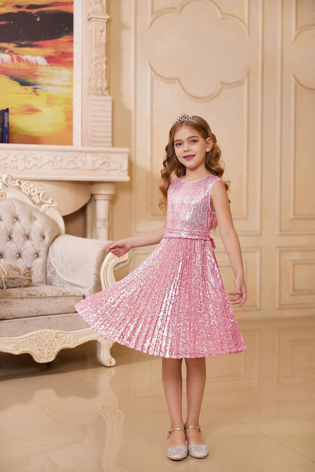 image:imageGRACE KARIN Girls Fancy Sparkly Sequin Formal Party Dance Dress 614Pink