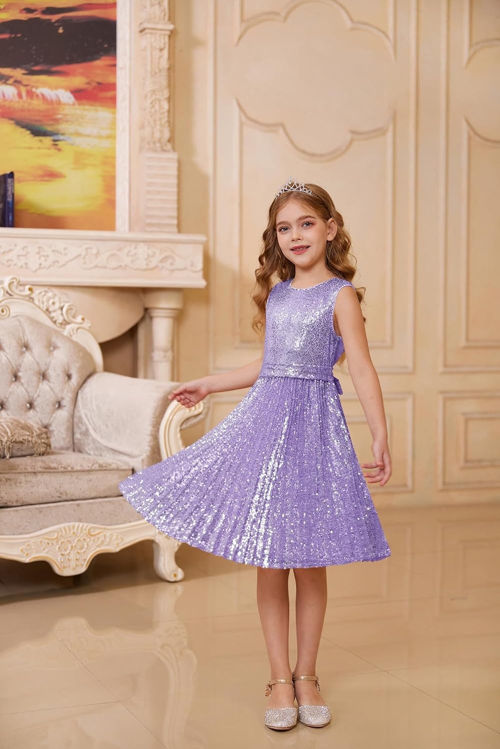image:imageGRACE KARIN Girls Fancy Sparkly Sequin Formal Party Dance Dress 614Purple
