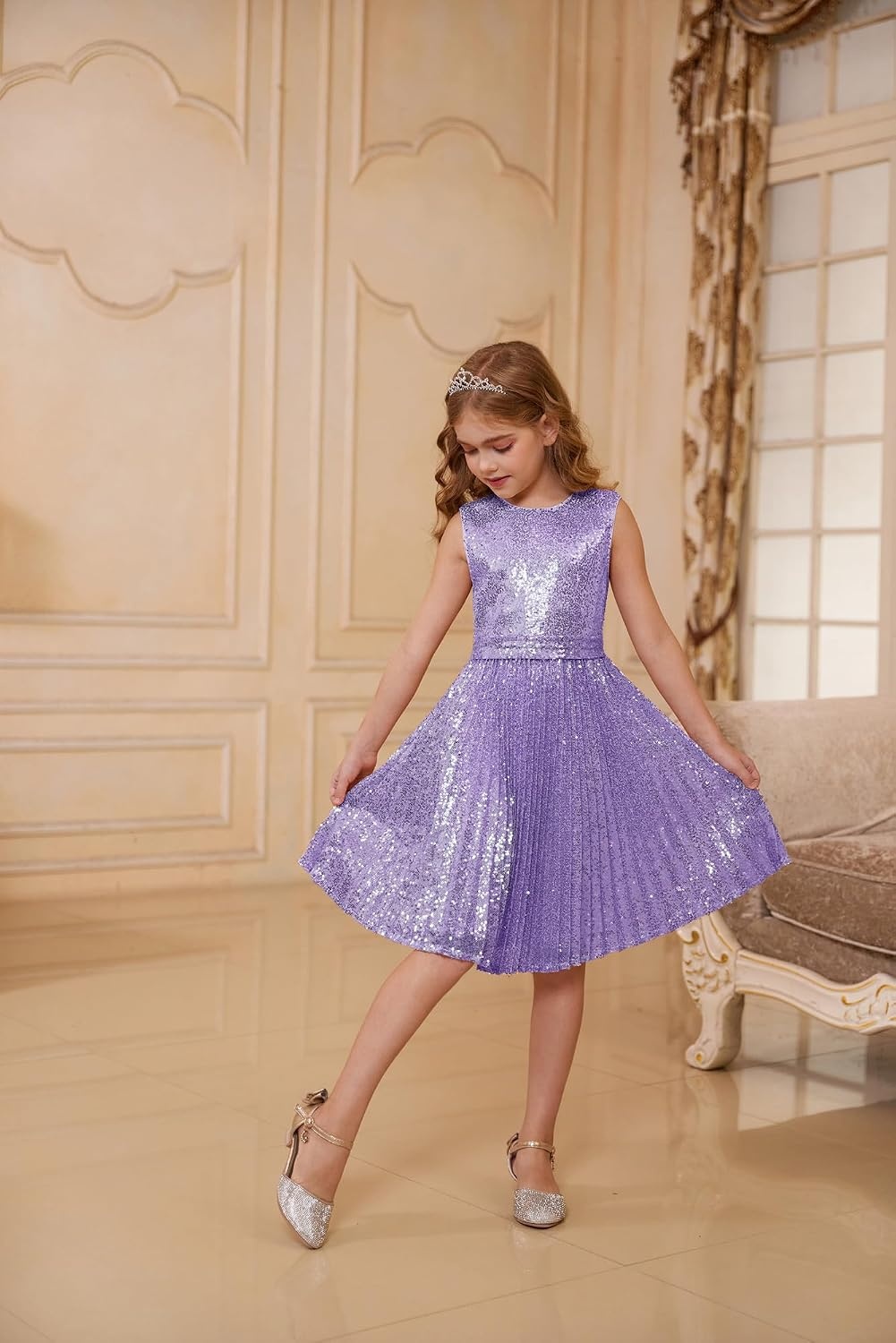 image:imageGRACE KARIN Girls Fancy Sparkly Sequin Formal Party Dance Dress 614Purple