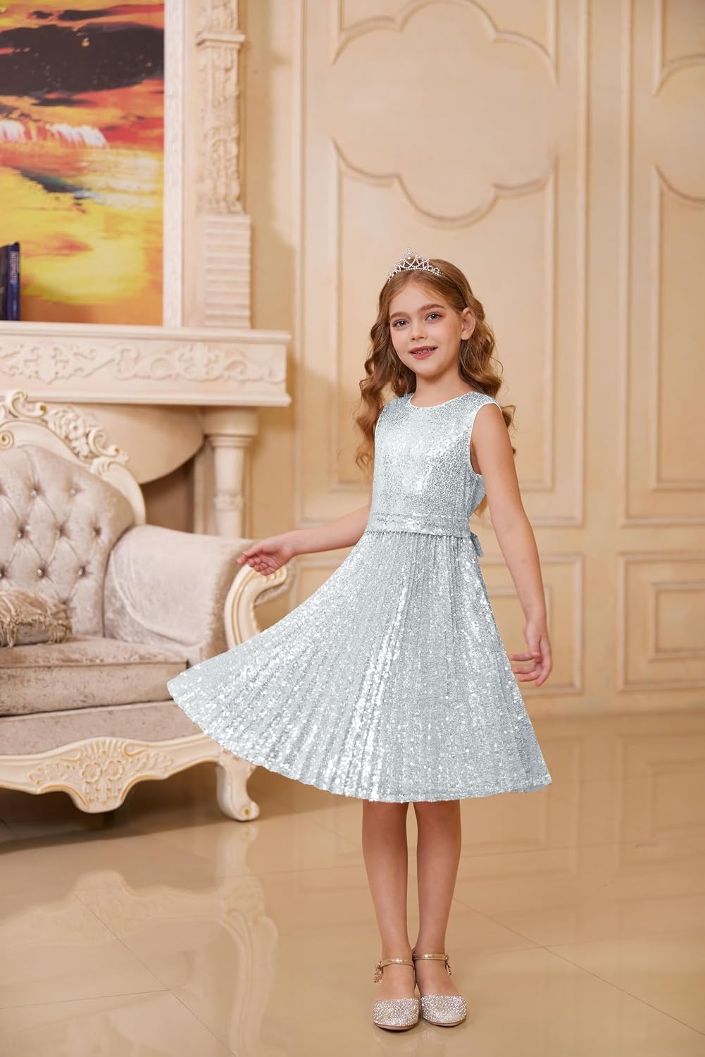 image:imageGRACE KARIN Girls Fancy Sparkly Sequin Formal Party Dance Dress 614Silver