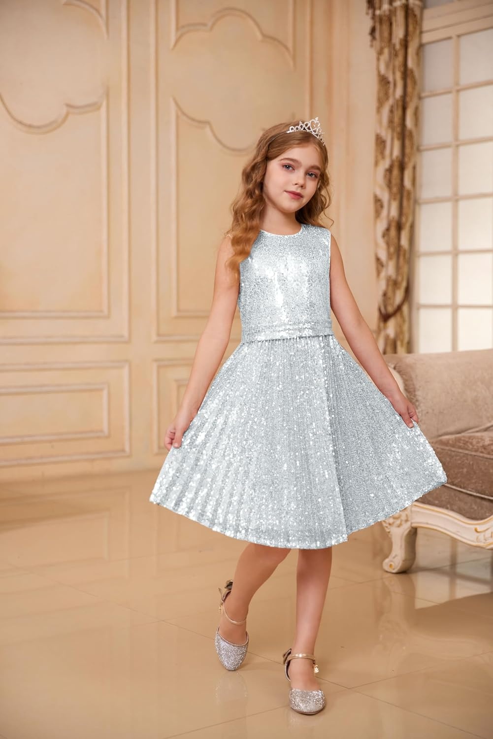 image:imageGRACE KARIN Girls Fancy Sparkly Sequin Formal Party Dance Dress 614Silver