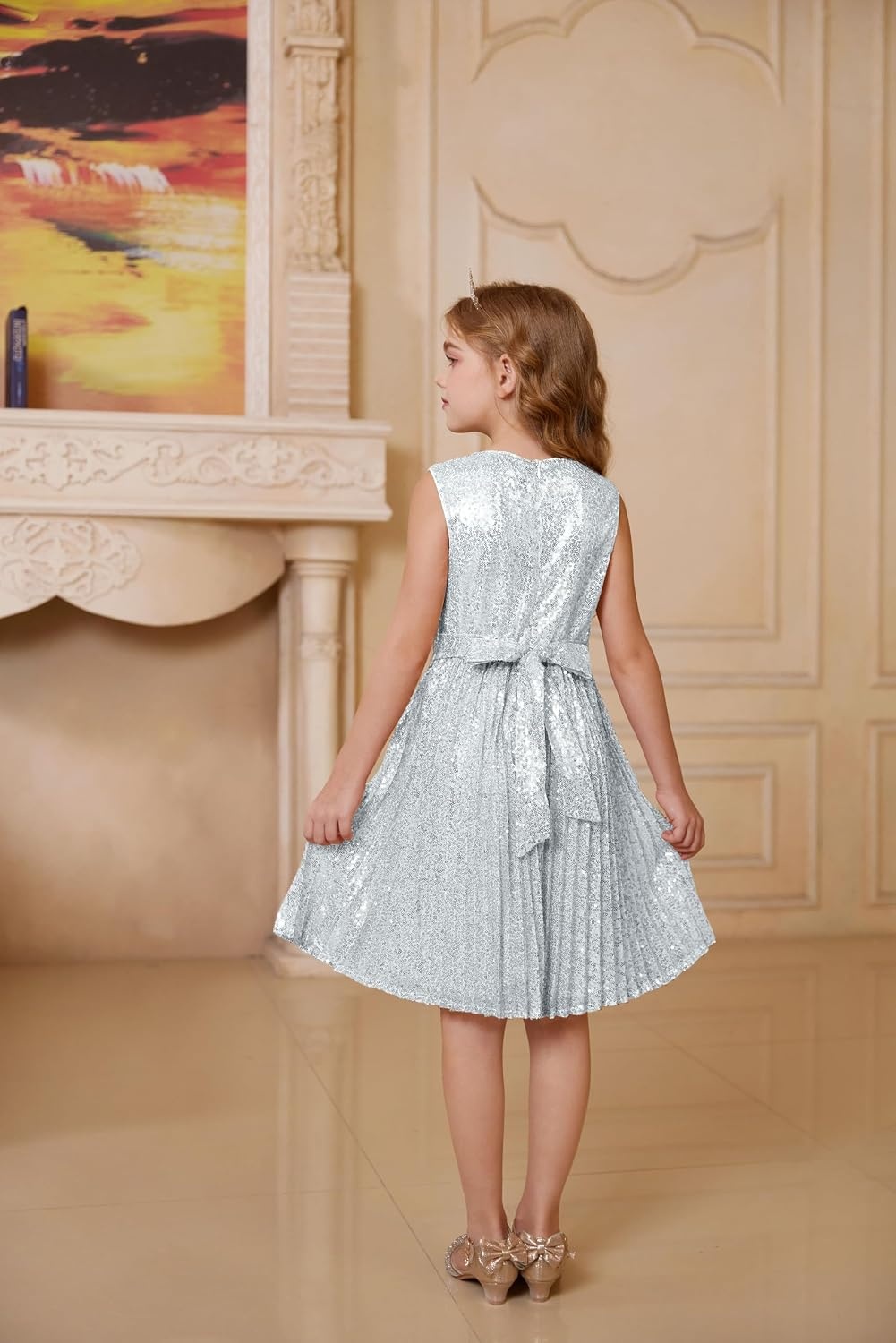 image:imageGRACE KARIN Girls Fancy Sparkly Sequin Formal Party Dance Dress 614Silver