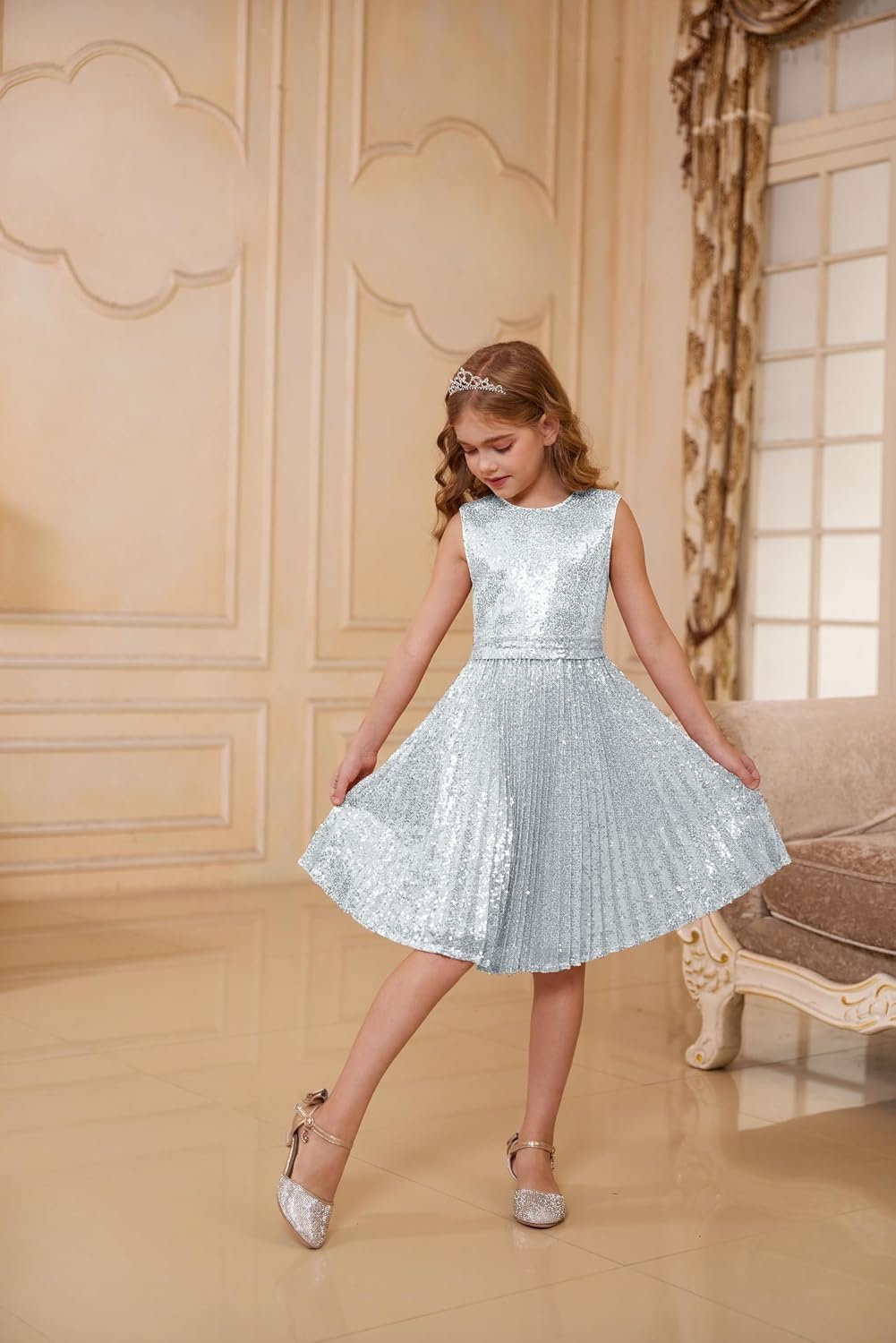 image:imageGRACE KARIN Girls Fancy Sparkly Sequin Formal Party Dance Dress 614Silver