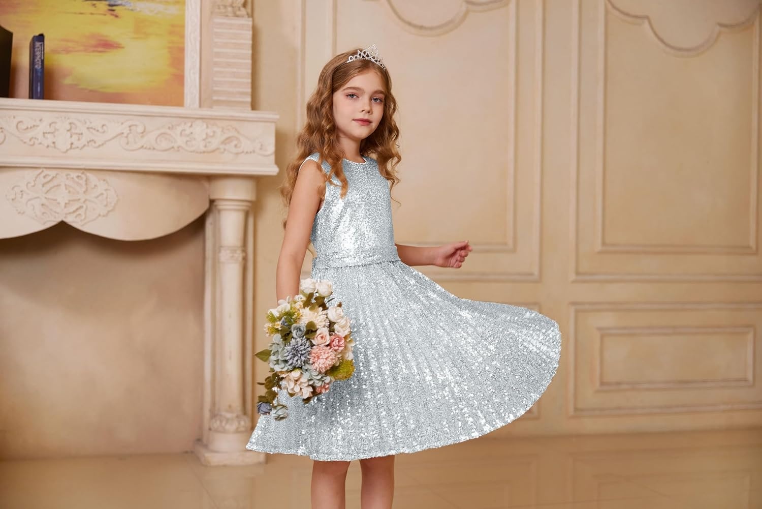 image:imageGRACE KARIN Girls Fancy Sparkly Sequin Formal Party Dance Dress 614Silver