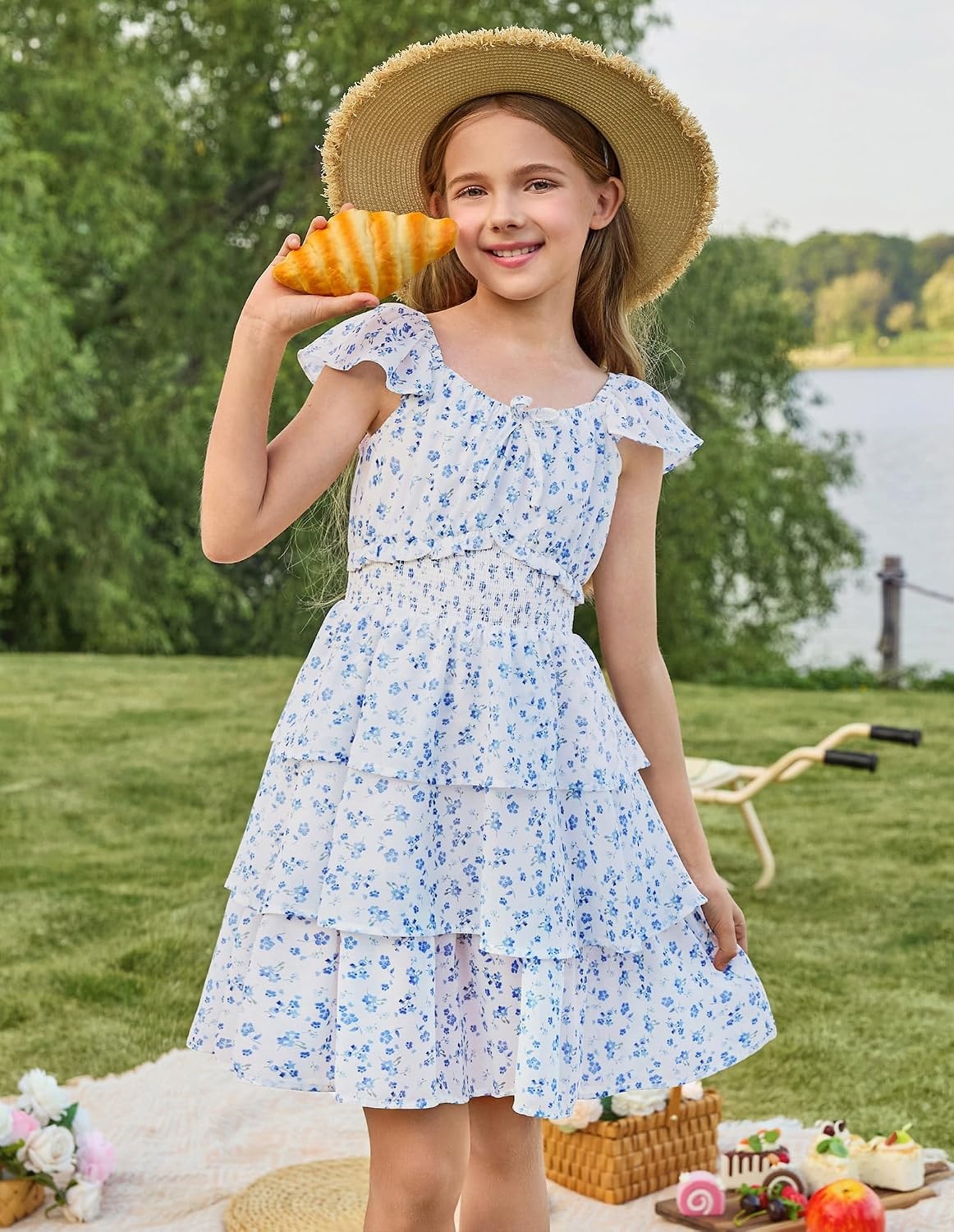 image:imageGRACE KARIN Girls Floral Spring Summer Easter Dress Teen Dresses Size 716Blue Floral