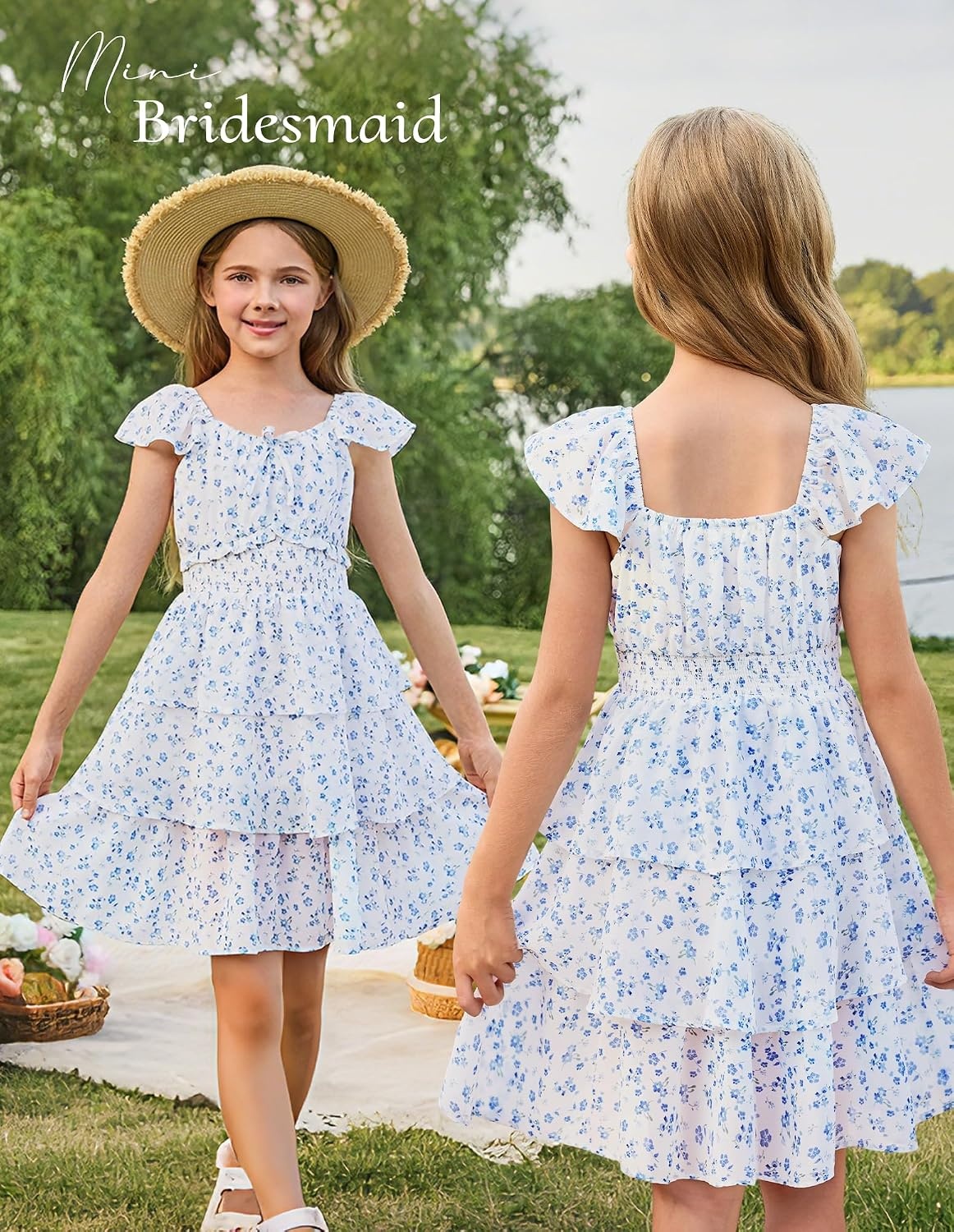 image:imageGRACE KARIN Girls Floral Spring Summer Easter Dress Teen Dresses Size 716Blue Floral