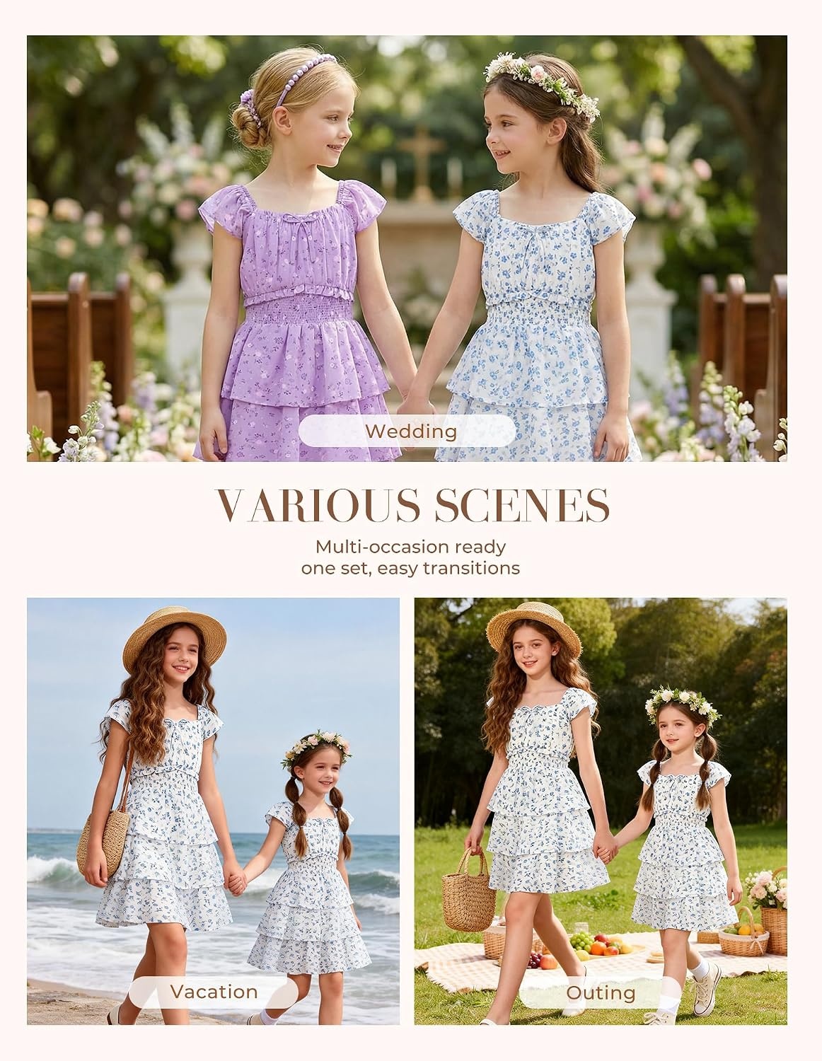 image:imageGRACE KARIN Girls Floral Spring Summer Easter Dress Teen Dresses Size 716Blue Floral