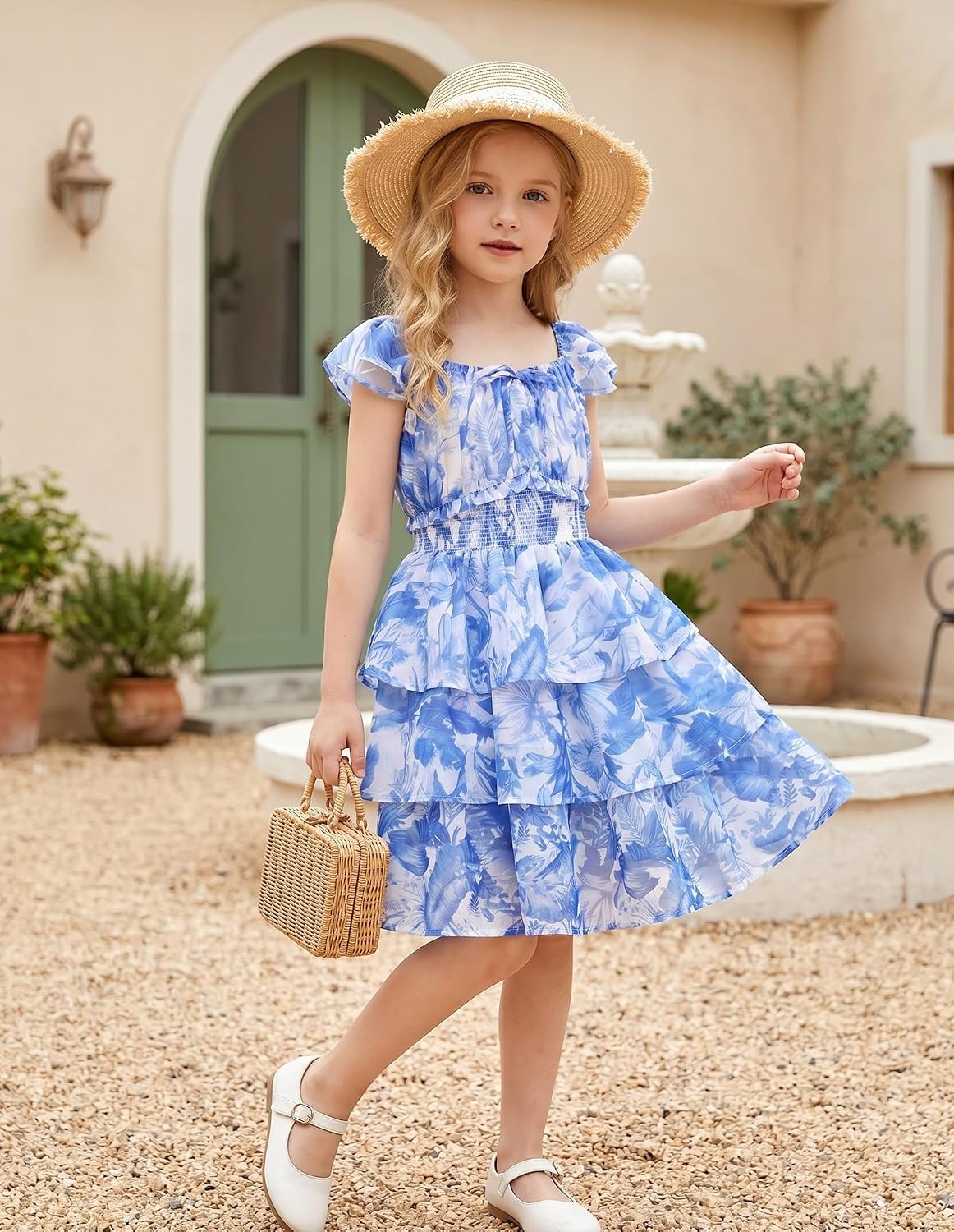 image:imageGRACE KARIN Girls Floral Spring Summer Easter Dress Teen Dresses Size 716Blue Leaves