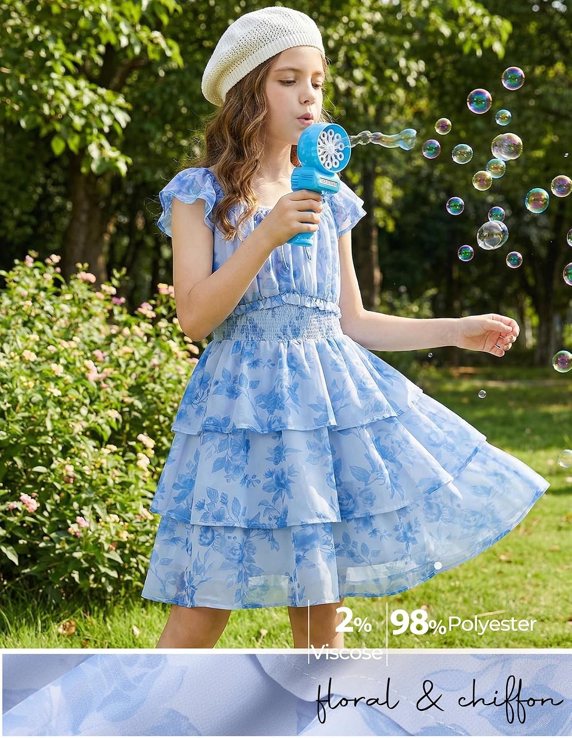 image:imageGRACE KARIN Girls Floral Spring Summer Easter Dress Teen Dresses Size 716Dark Blue Floral