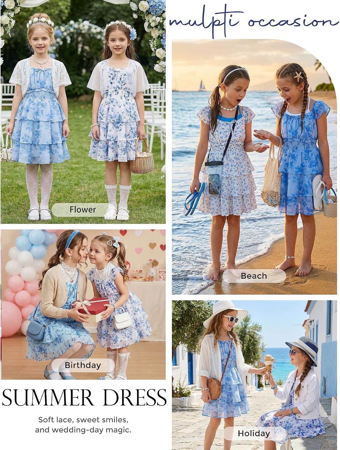 image:imageGRACE KARIN Girls Floral Spring Summer Easter Dress Teen Dresses Size 716Dark Blue Floral