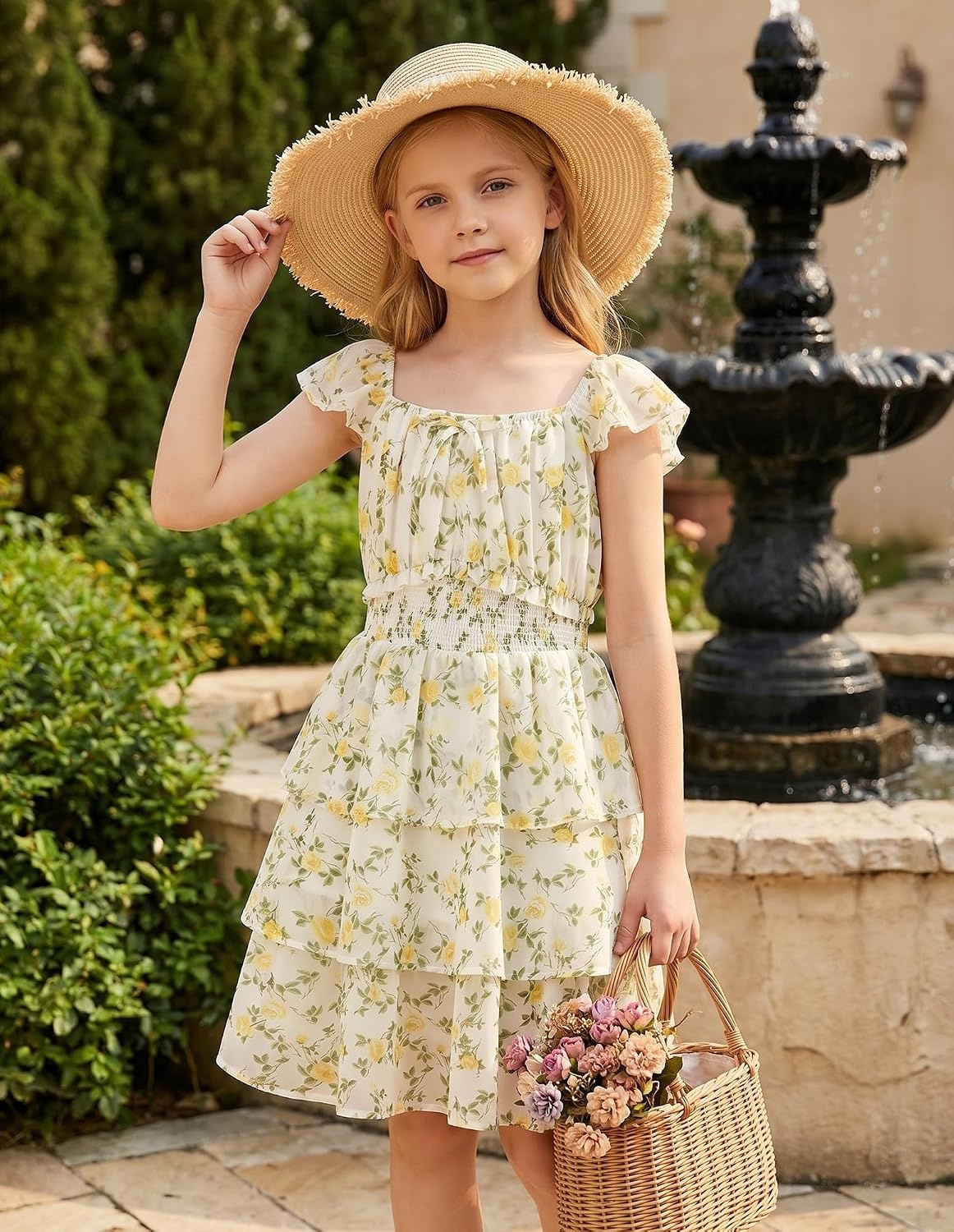 image:imageGRACE KARIN Girls Floral Spring Summer Easter Dress Teen Dresses Size 716Fresh Yellow Flowers