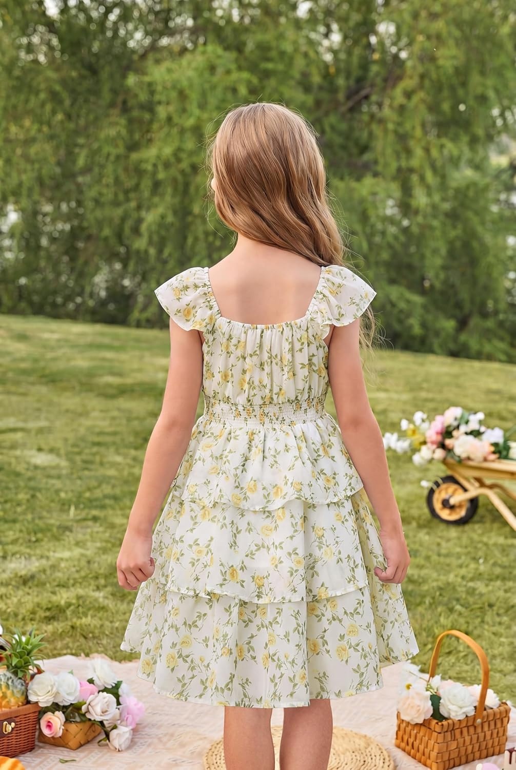 image:imageGRACE KARIN Girls Floral Spring Summer Easter Dress Teen Dresses Size 716Fresh Yellow Flowers