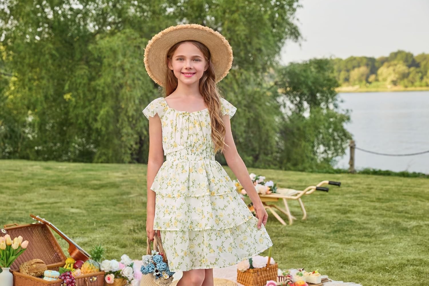 image:imageGRACE KARIN Girls Floral Spring Summer Easter Dress Teen Dresses Size 716Fresh Yellow Flowers