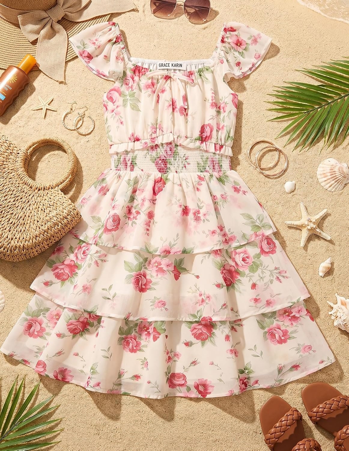 image:imageGRACE KARIN Girls Floral Spring Summer Easter Dress Teen Dresses Size 716Gentle Pink Roses