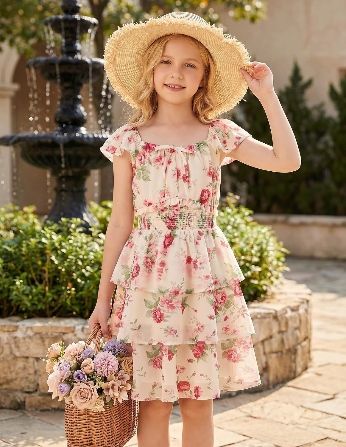 image:imageGRACE KARIN Girls Floral Spring Summer Easter Dress Teen Dresses Size 716Gentle Pink Roses