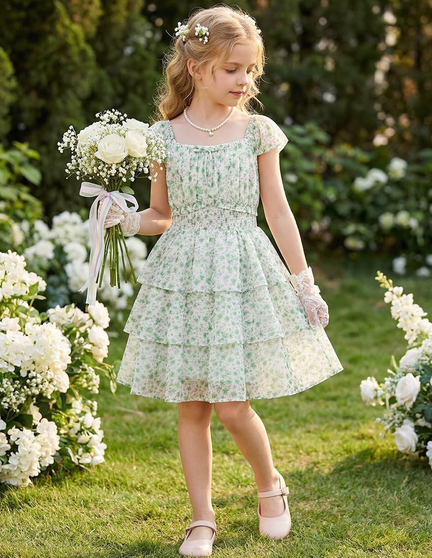image:imageGRACE KARIN Girls Floral Spring Summer Easter Dress Teen Dresses Size 716Green Floral