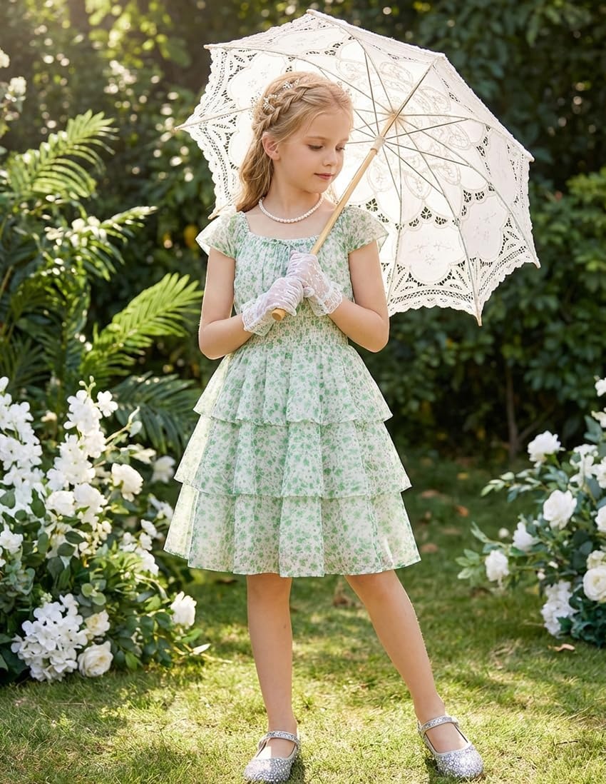 image:imageGRACE KARIN Girls Floral Spring Summer Easter Dress Teen Dresses Size 716Green Floral