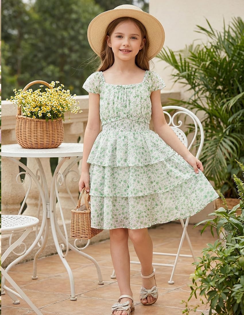 image:imageGRACE KARIN Girls Floral Spring Summer Easter Dress Teen Dresses Size 716Green Floral
