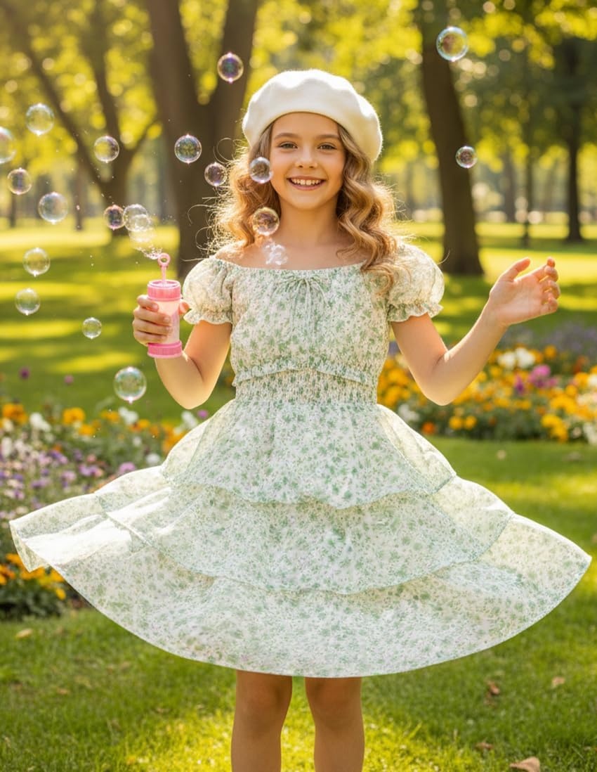 image:imageGRACE KARIN Girls Floral Spring Summer Easter Dress Teen Dresses Size 716Green Floral
