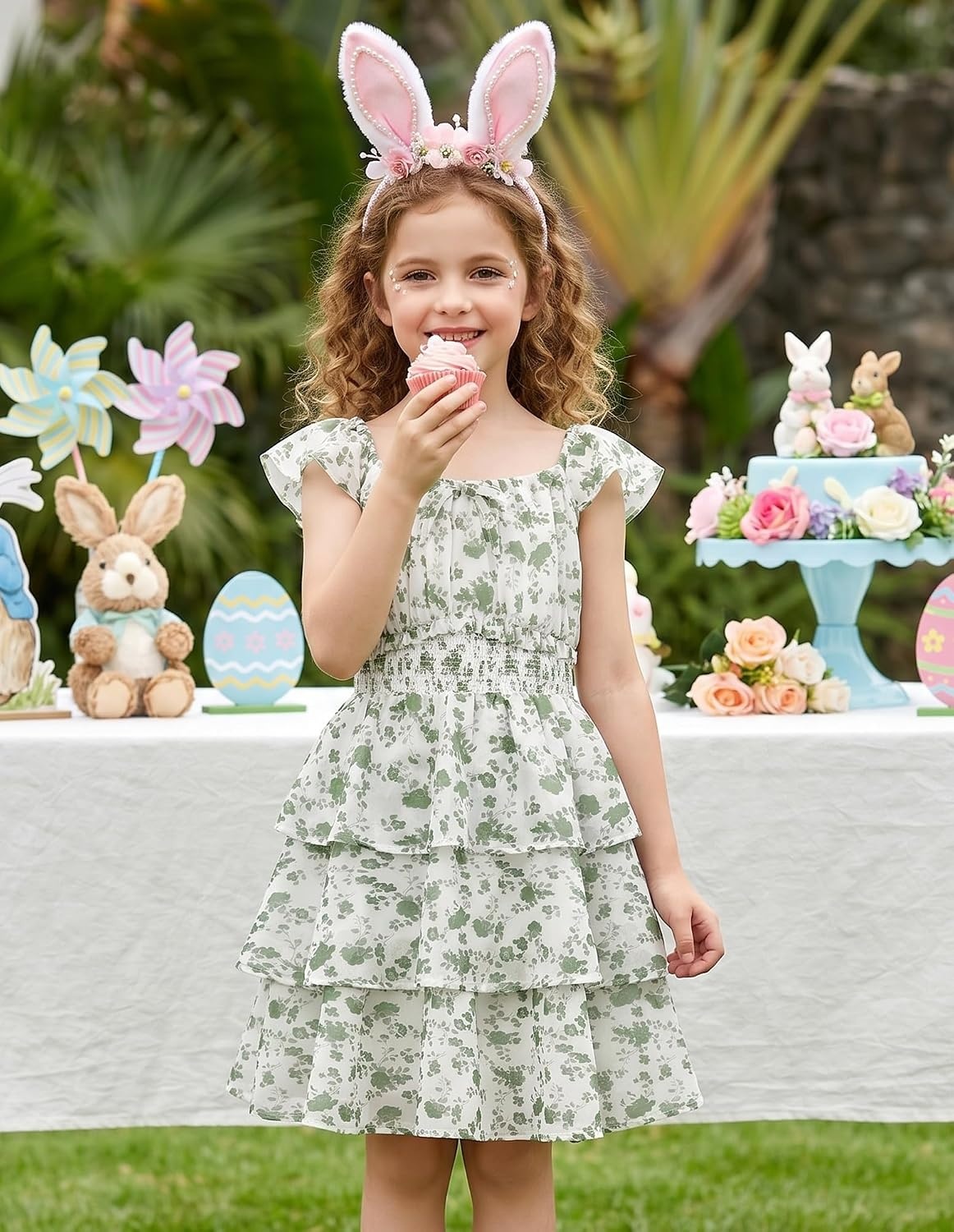 image:imageGRACE KARIN Girls Floral Spring Summer Easter Dress Teen Dresses Size 716Green Floral Print